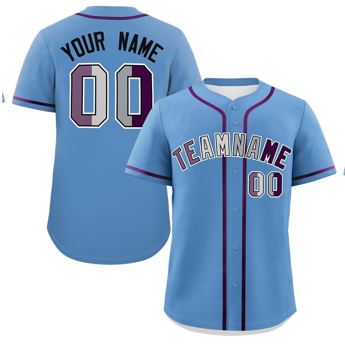 Custom Light Blue Purple Genderless For Pride Month Classic Style Baseball Jersey| KXKSHOP