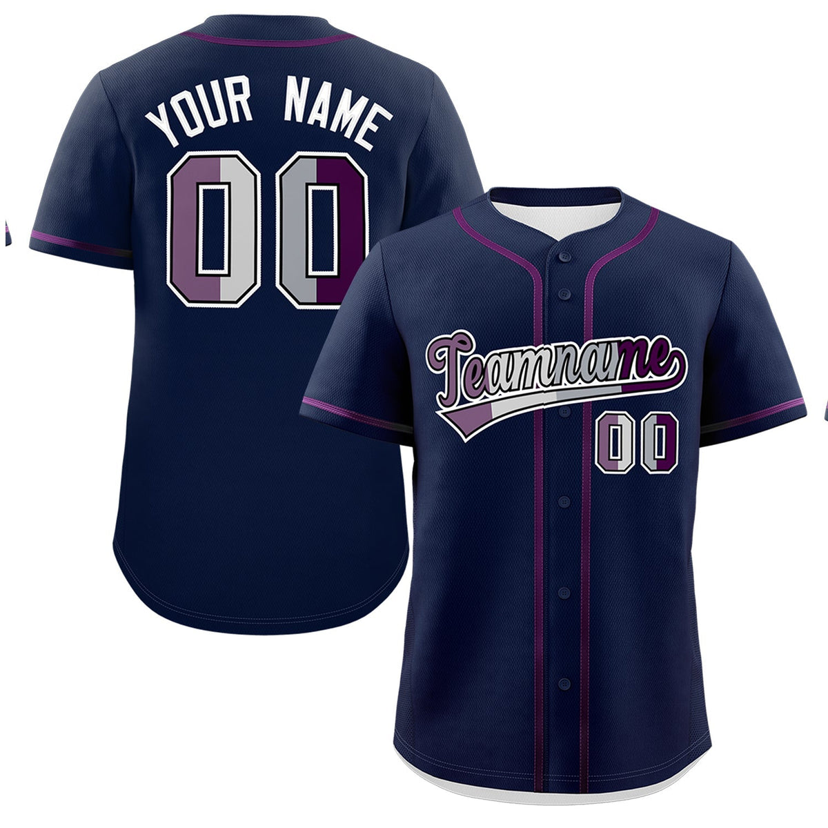 Custom Navy Purple Genderless For Pride Month Classic Style Baseball Jersey| KXKSHOP