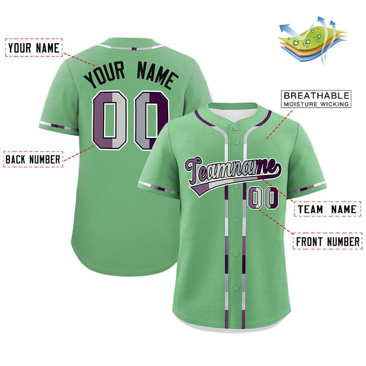 Custom Green Genderless For Pride Month Classic Style Baseball Jersey| KXKSHOP