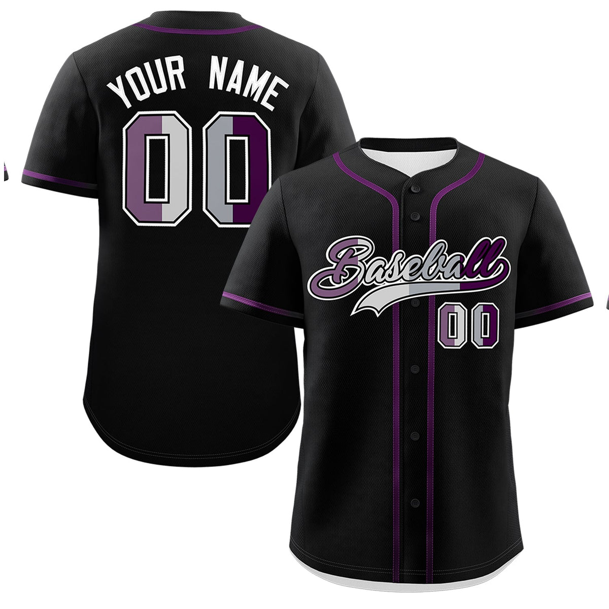 Custom Black Purple Genderless For Pride Month Classic Style Baseball Jersey| KXKSHOP