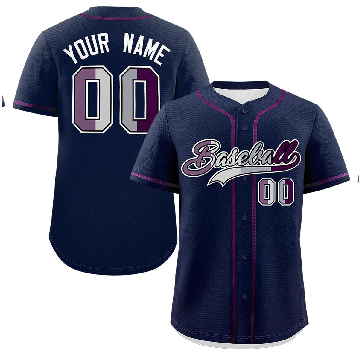 Custom Navy Purple Genderless For Pride Month Classic Style Baseball Jersey| KXKSHOP