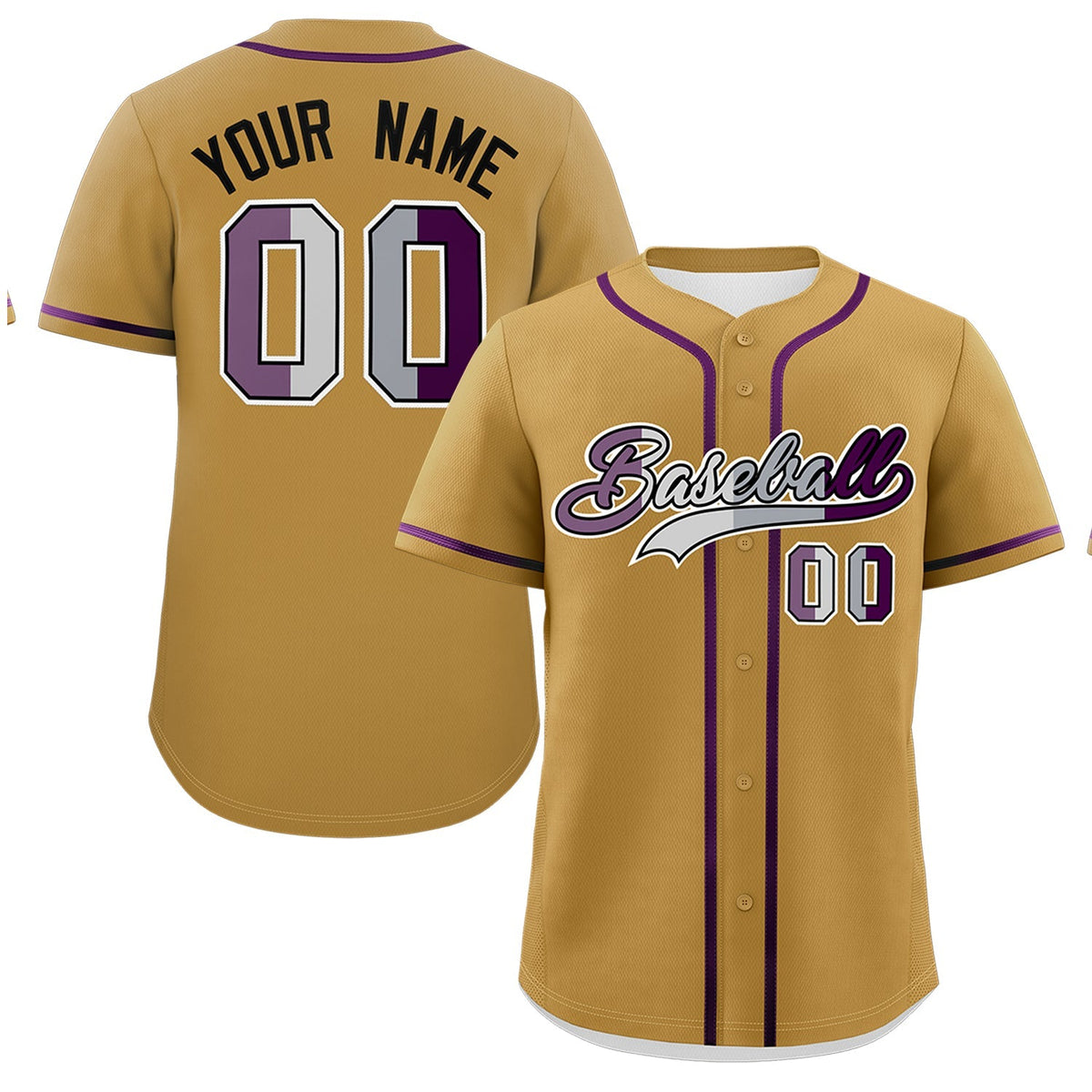 Custom Old Gold Purple Genderless For Pride Month Classic Style Baseball Jersey| KXKSHOP