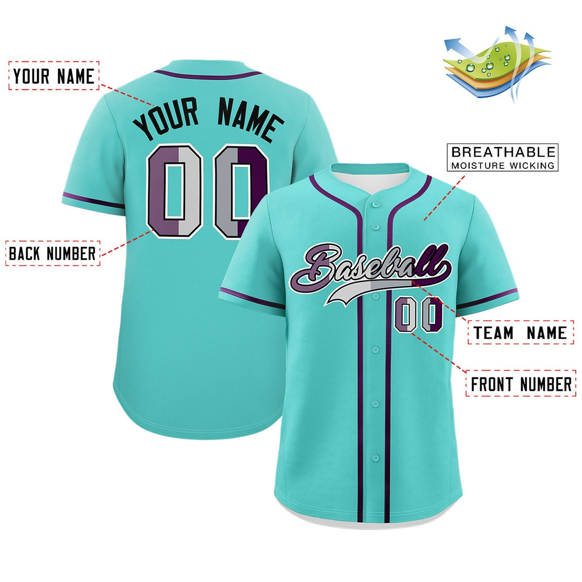 Custom Bright Green Purple Genderless For Pride Month Classic Style Baseball Jersey| KXKSHOP