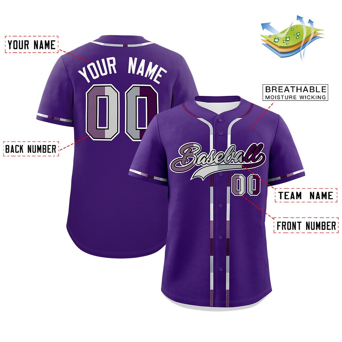 Custom Purple Genderless For Pride Month Classic Style Baseball Jersey| KXKSHOP