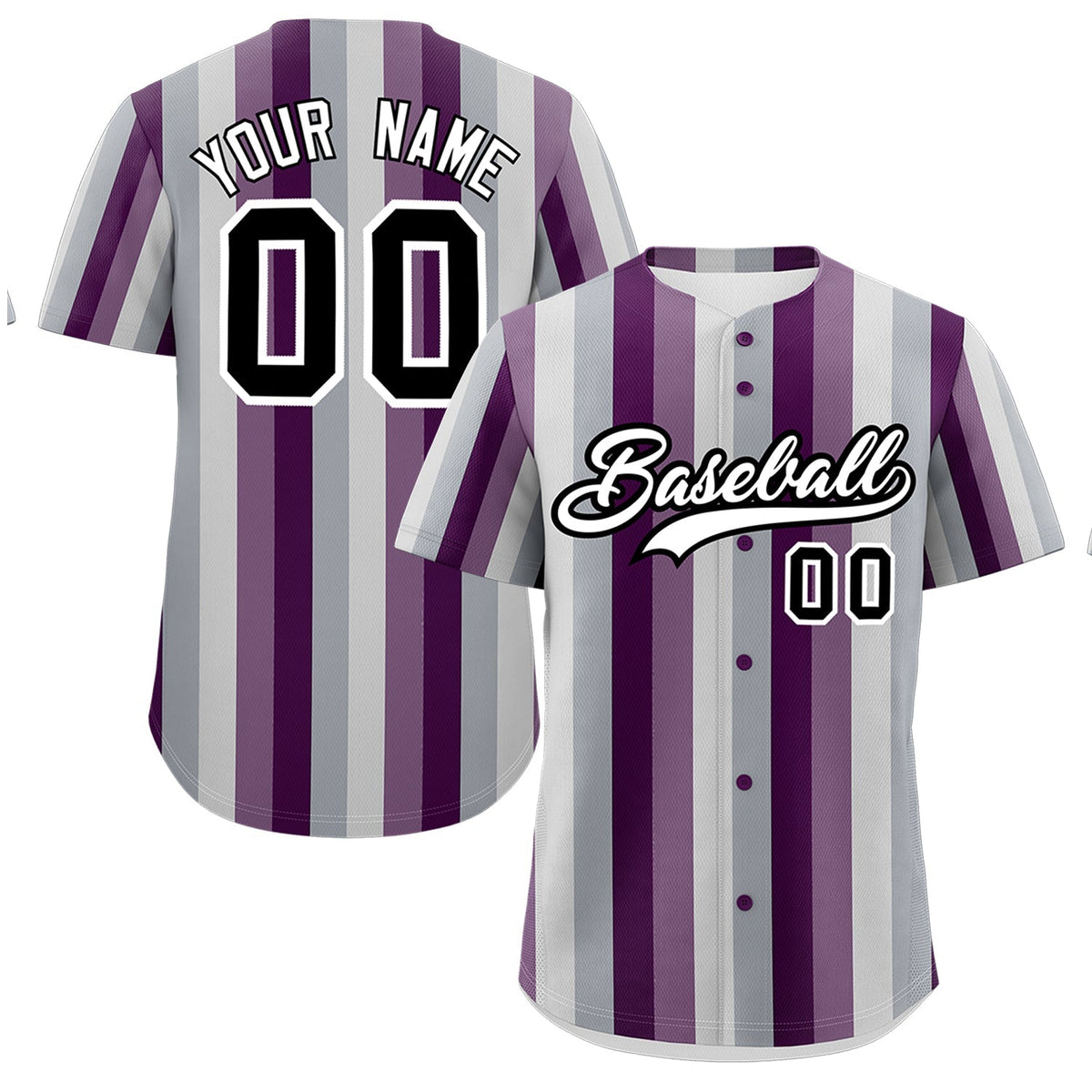 Custom Gray Light Purple Purple Genderless For Pride Month Classic Style Baseball Jersey| KXKSHOP