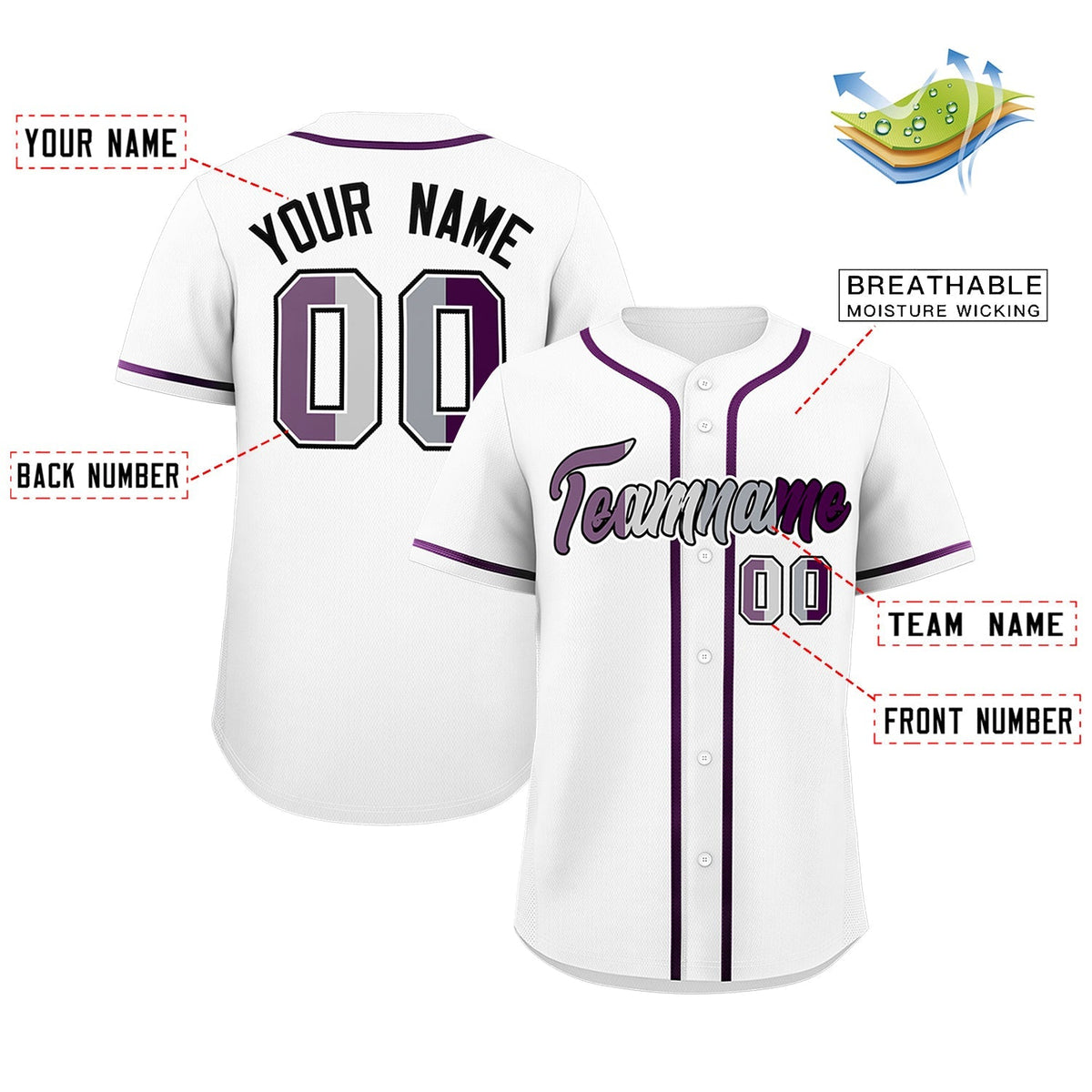 Custom White Purple Genderless For Pride Month Classic Style Baseball Jersey| KXKSHOP