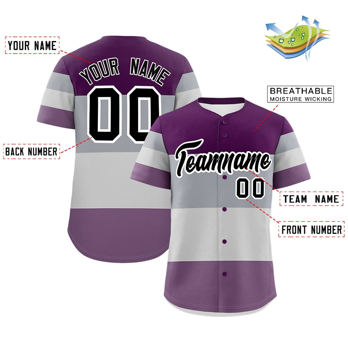 Custom Gray Purple Black Genderless For Pride Month Classic Style Baseball Jersey| KXKSHOP