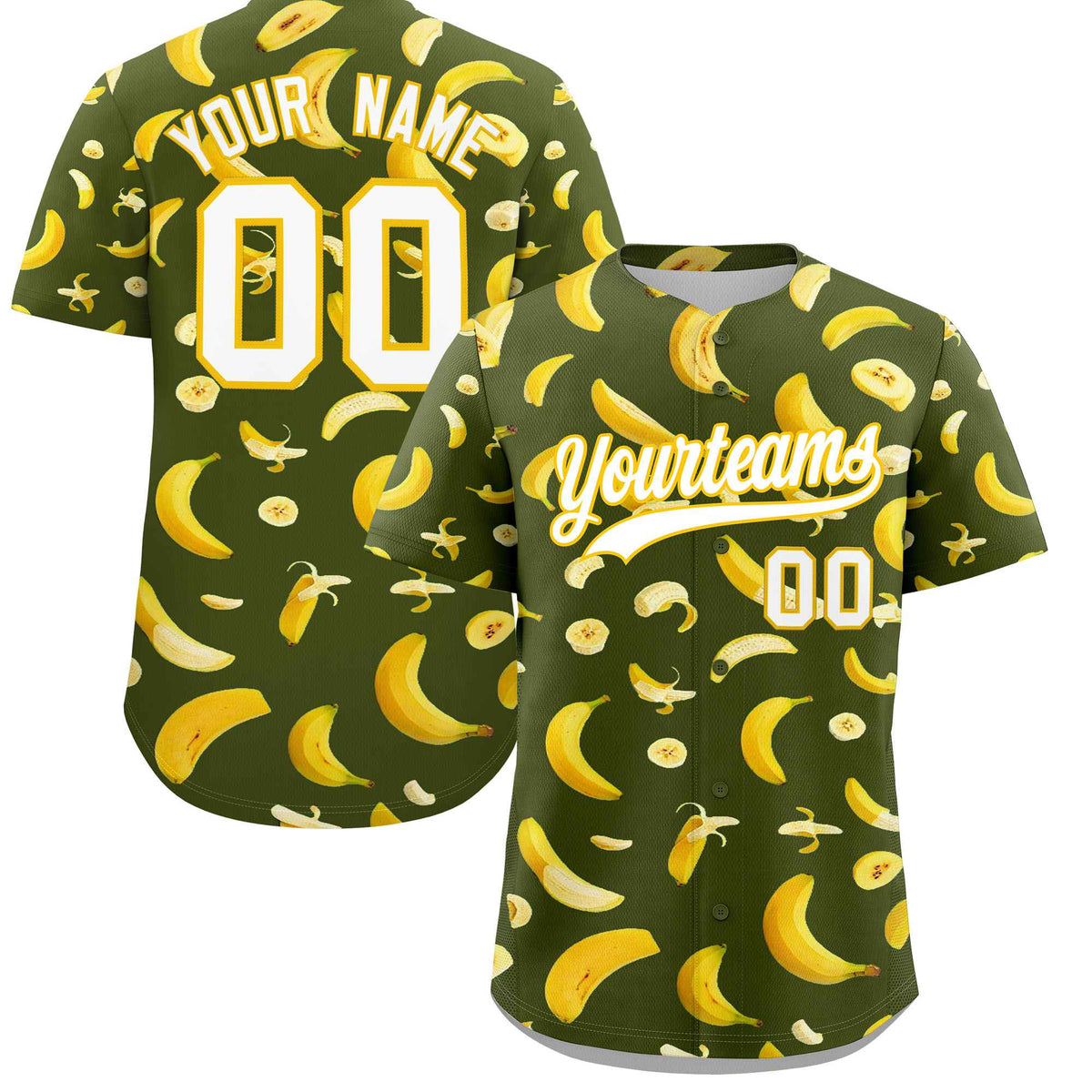 Custom Olive Banana Graffiti Pattern Fashion Authentic Baseball Jersey | Graffiti Pattern | Embroidery&amp;Dye-sublimation printing | KXKSHOP