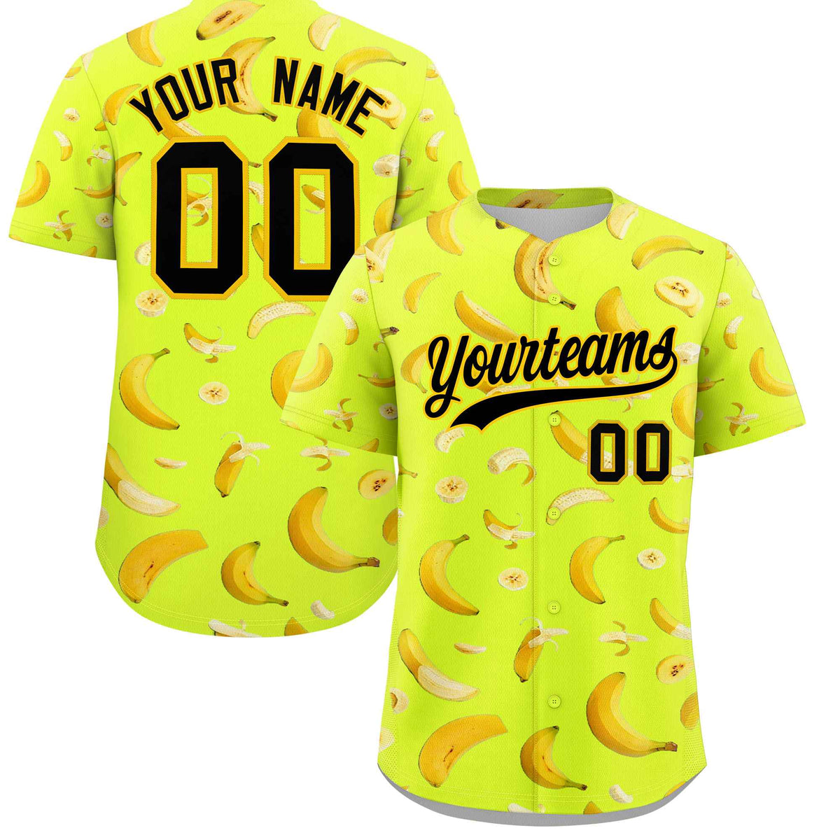 Custom Fluorescent Green Banana Graffiti Pattern Fashion Authentic Baseball Jersey | Graffiti Pattern | Embroidery&amp;Dye-sublimation printing | KXKSHOP