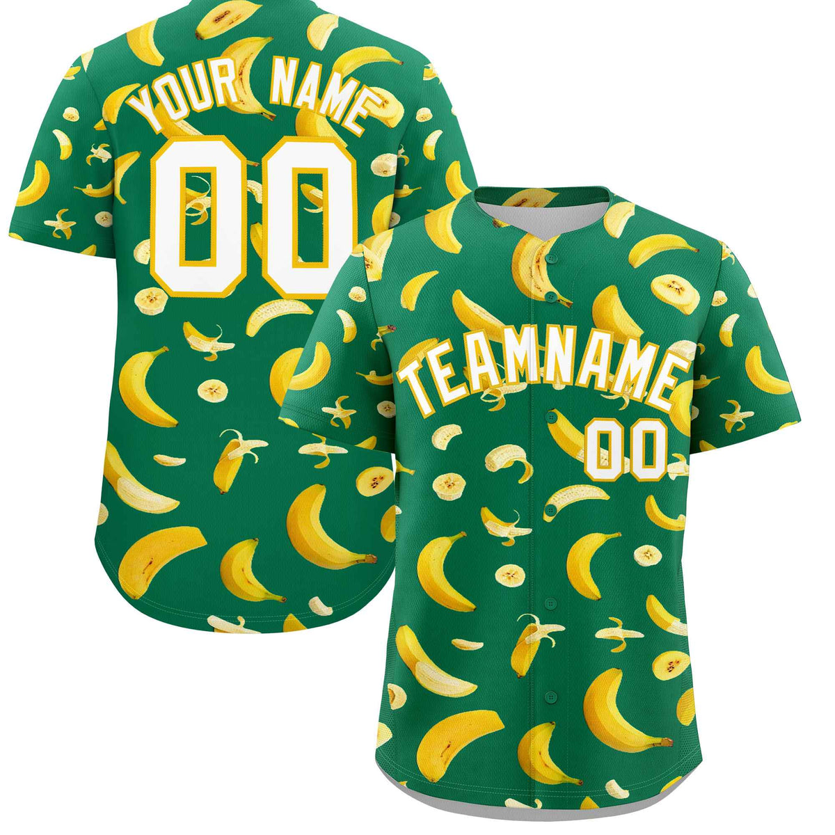 Custom Kelly Green Banana Graffiti Pattern Fashion Authentic Baseball Jersey | Graffiti Pattern | Embroidery&amp;Dye-sublimation printing | KXKSHOP