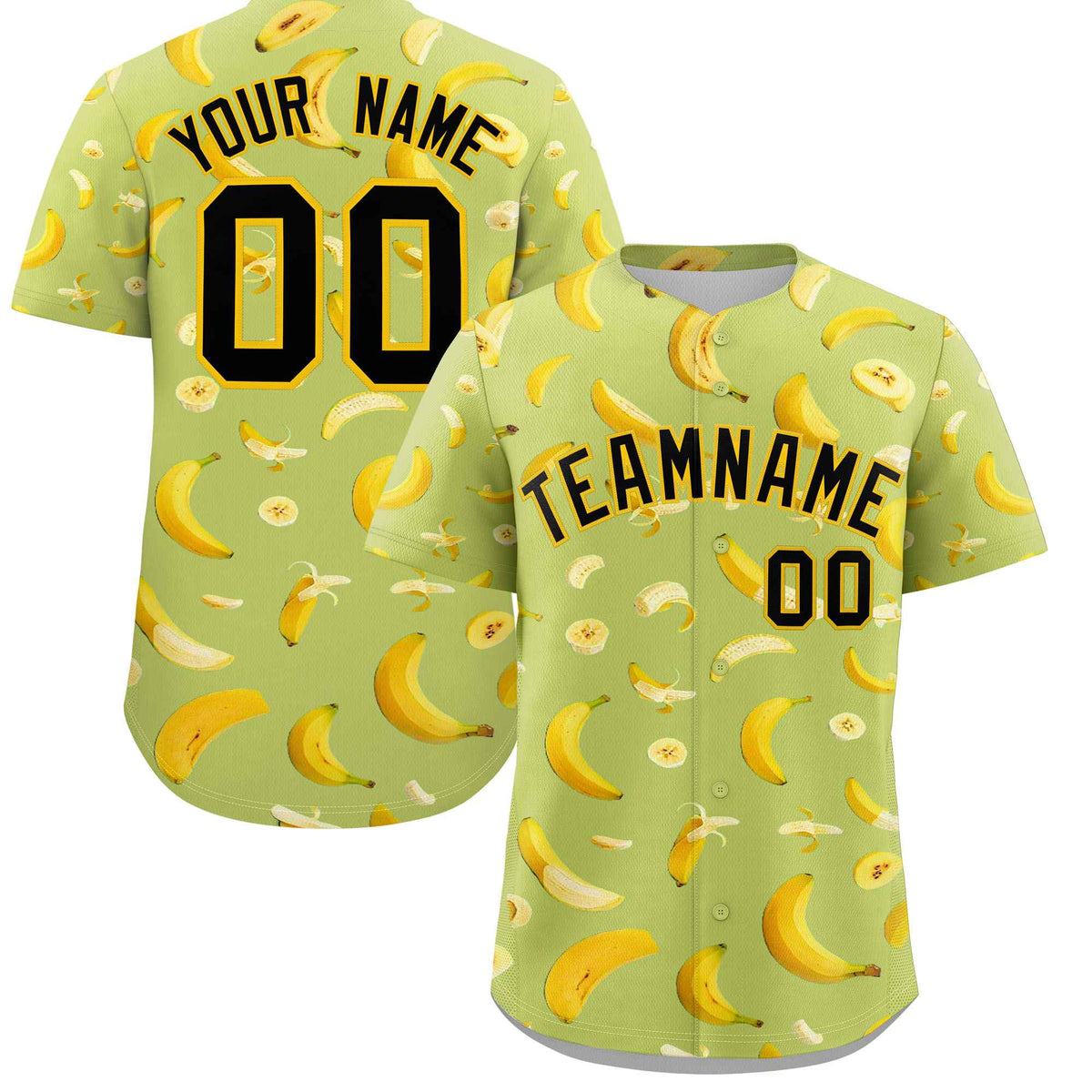 Custom Champagne Banana Graffiti Pattern Fashion Authentic Baseball Jersey | Graffiti Pattern | Embroidery&amp;Dye-sublimation printing | KXKSHOP