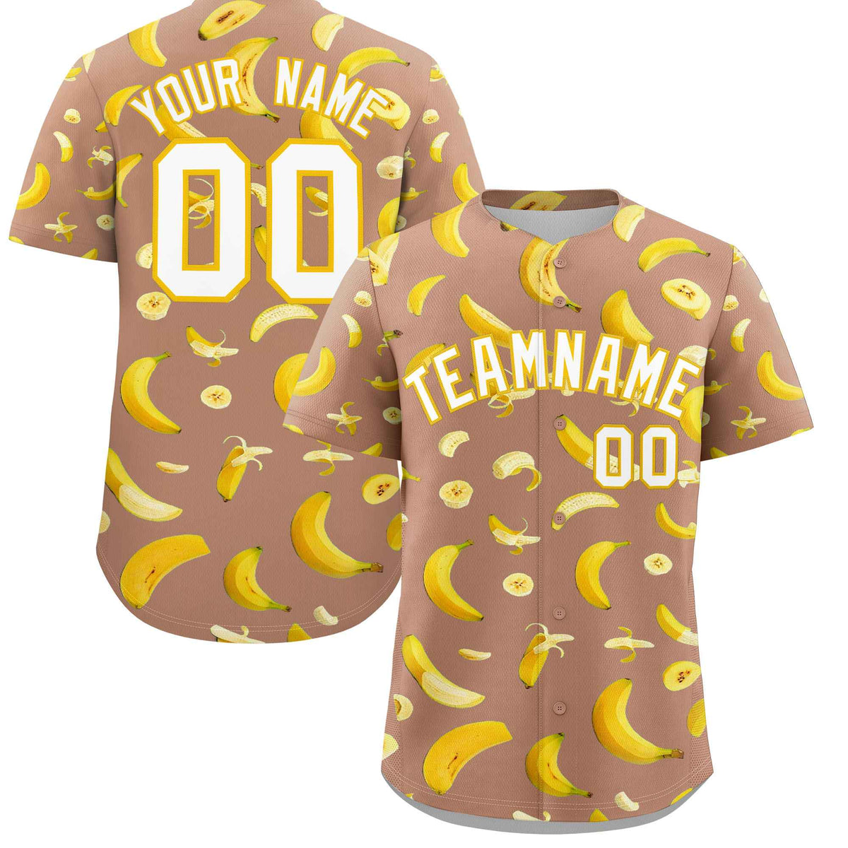 Custom Coffee Banana Graffiti Pattern Fashion Authentic Baseball Jersey | Graffiti Pattern | Embroidery&amp;Dye-sublimation printing | KXKSHOP