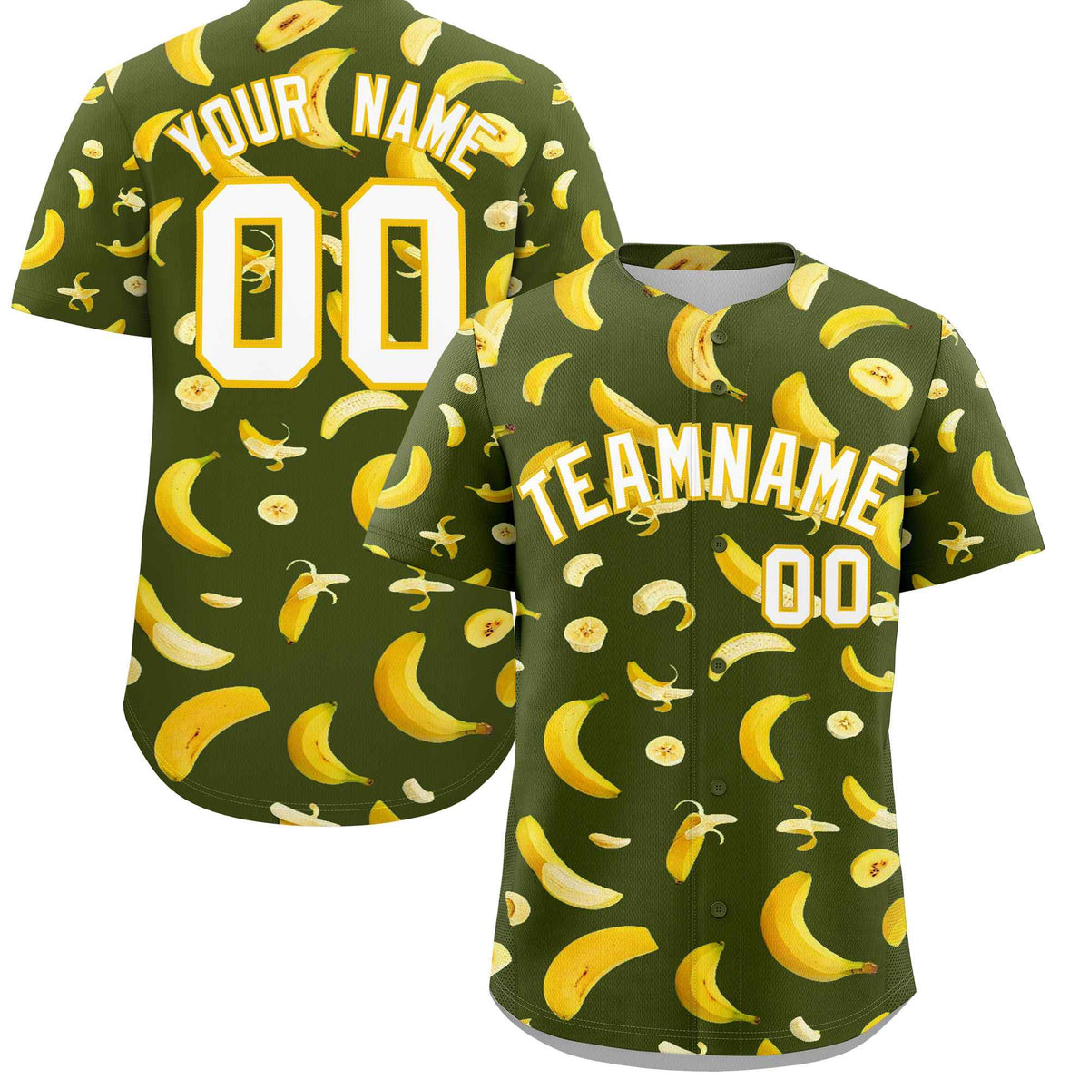 Custom Olive Banana Graffiti Pattern Fashion Authentic Baseball Jersey | Graffiti Pattern | Embroidery&amp;Dye-sublimation printing | KXKSHOP