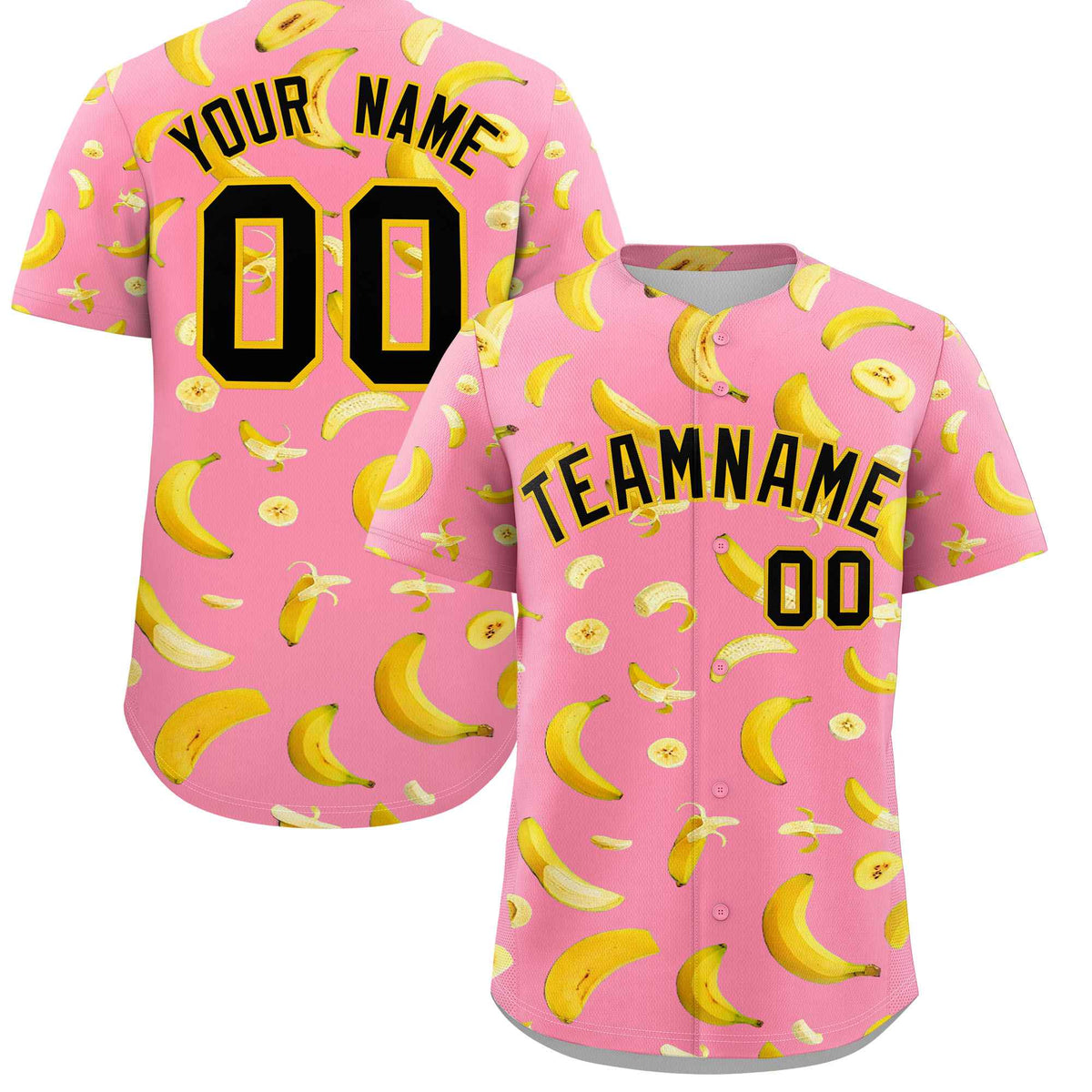 Custom Light Pink Banana Graffiti Pattern Fashion Authentic Baseball Jersey | Graffiti Pattern | Embroidery&amp;Dye-sublimation printing | KXKSHOP
