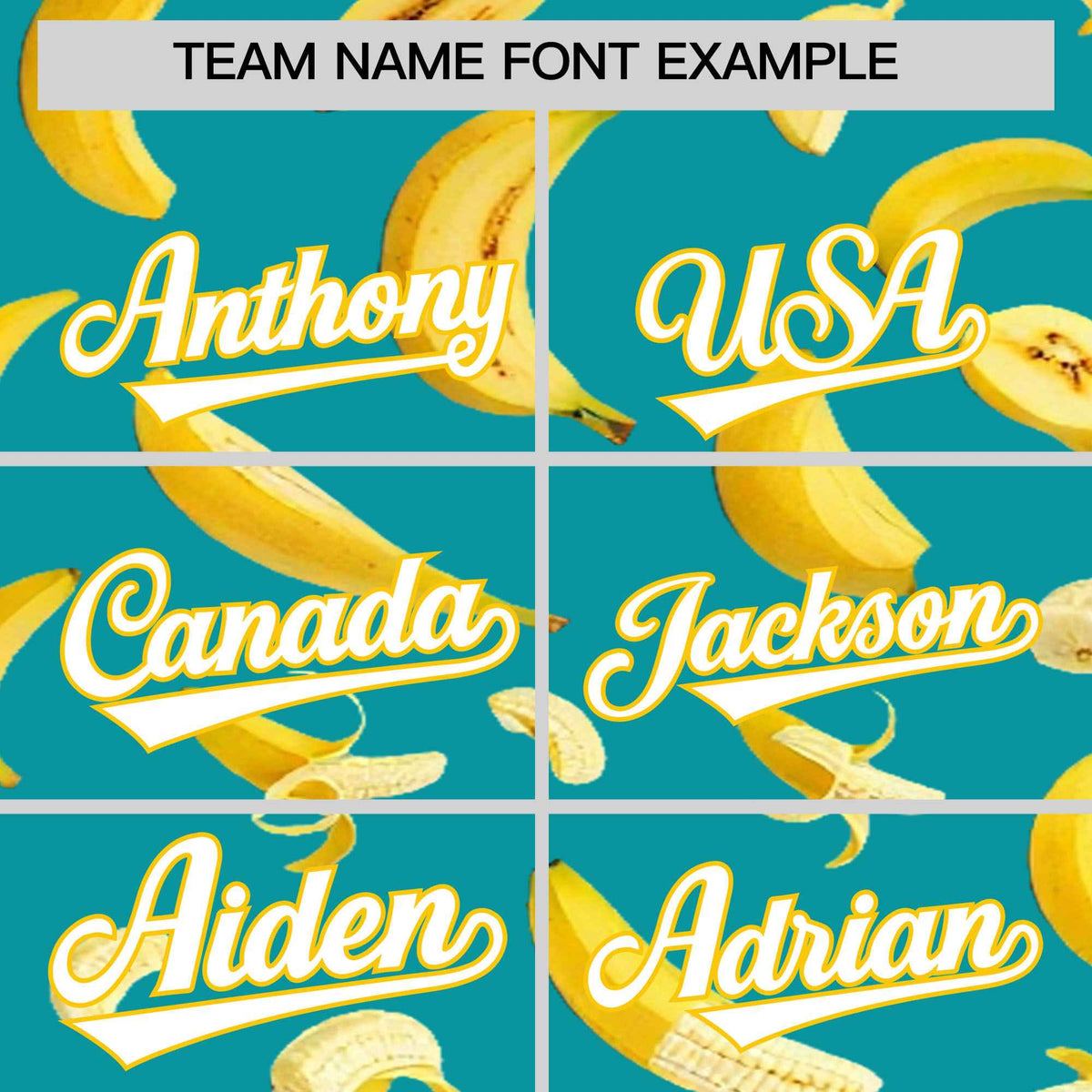 Custom Aqua Banana Graffiti Pattern Fashion Authentic Baseball Jersey | Graffiti Pattern | Embroidery&amp;Dye-sublimation printing | KXKSHOP