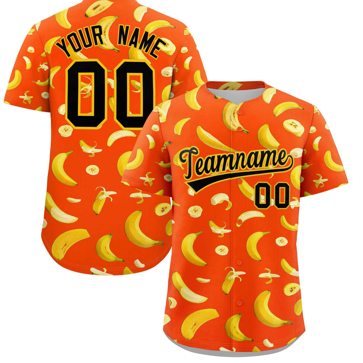 Custom Orange Banana Graffiti Pattern Fashion Authentic Baseball Jersey | Graffiti Pattern | Embroidery&amp;Dye-sublimation printing | KXKSHOP