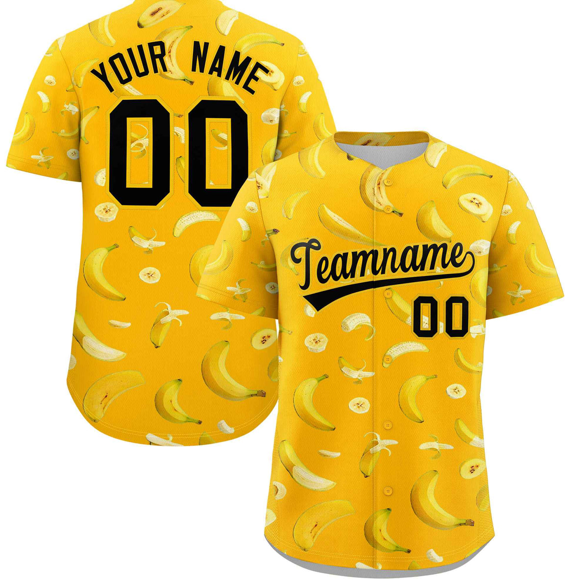 Custom Yellow Banana Graffiti Pattern Fashion Authentic Baseball Jersey | Graffiti Pattern | Embroidery&amp;Dye-sublimation printing | KXKSHOP