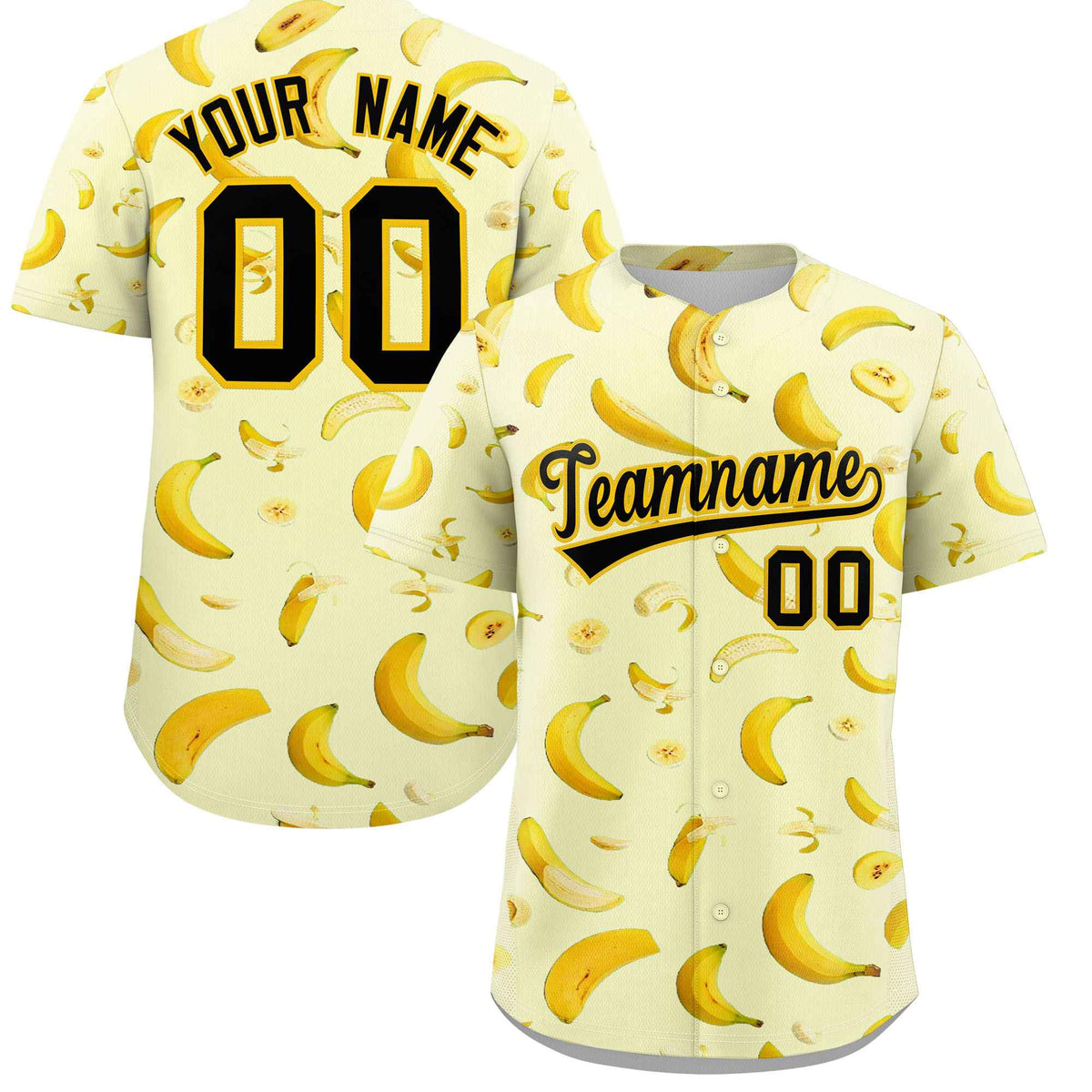 Custom Cream Banana Graffiti Pattern Fashion Authentic Baseball Jersey | Graffiti Pattern | Embroidery&amp;Dye-sublimation printing | KXKSHOP