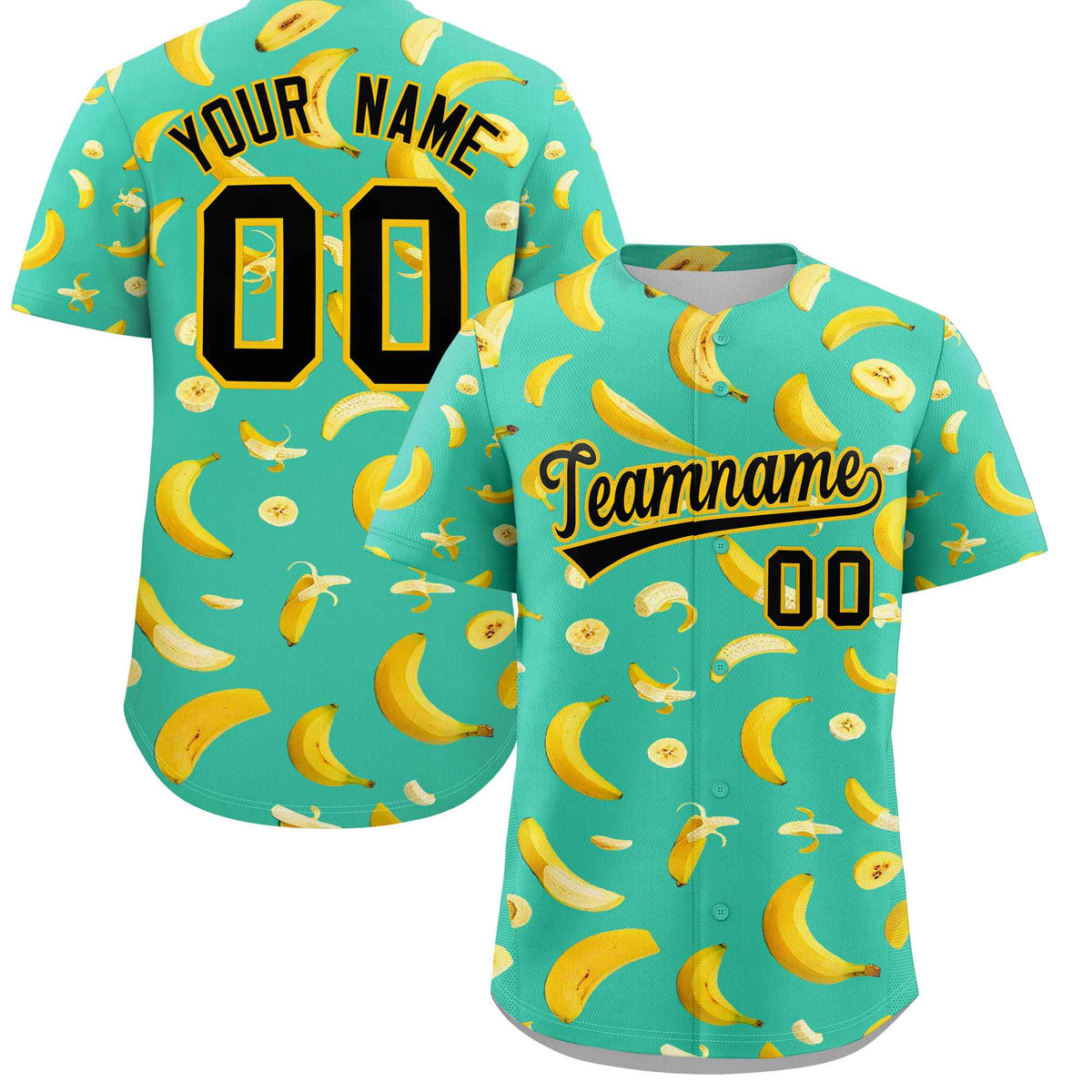 Custom Bright Green Banana Graffiti Pattern Fashion Authentic Baseball Jersey | Graffiti Pattern | Embroidery&amp;Dye-sublimation printing | KXKSHOP