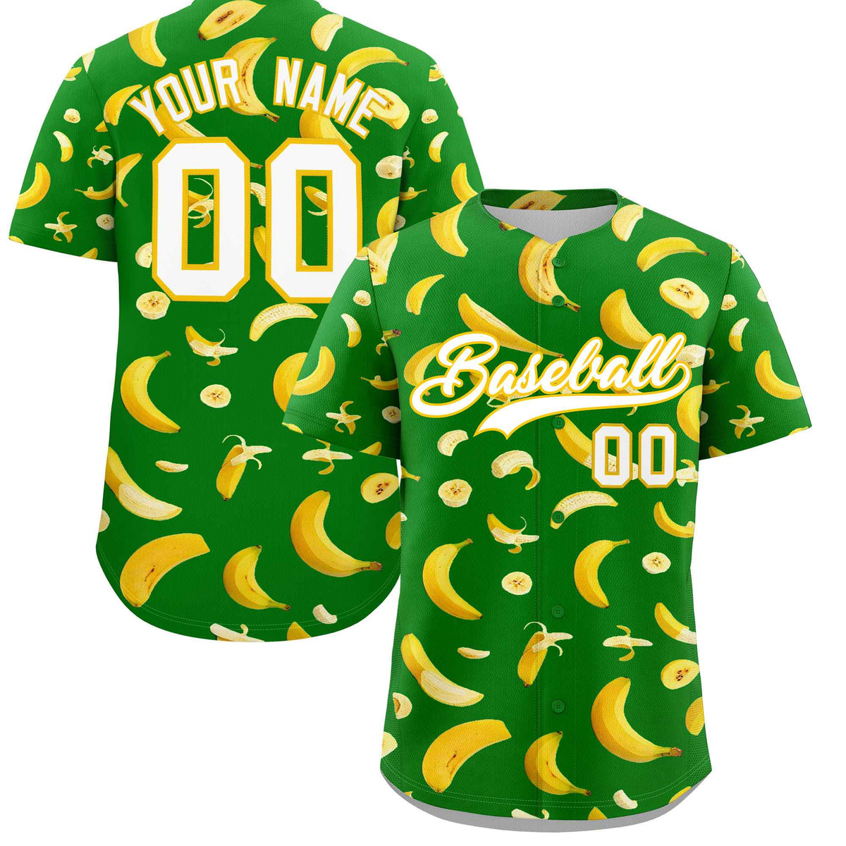 Custom Kelly Green-02 Banana Graffiti Pattern Fashion Authentic Baseball Jersey | Graffiti Pattern | Embroidery&amp;Dye-sublimation printing | KXKSHOP
