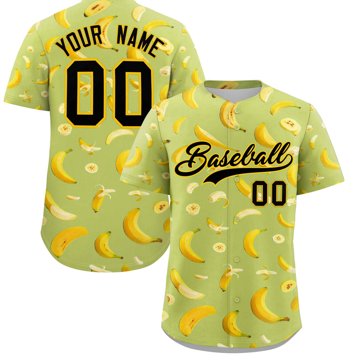 Custom Champagne Banana Graffiti Pattern Fashion Authentic Baseball Jersey | Graffiti Pattern | Embroidery&amp;Dye-sublimation printing | KXKSHOP