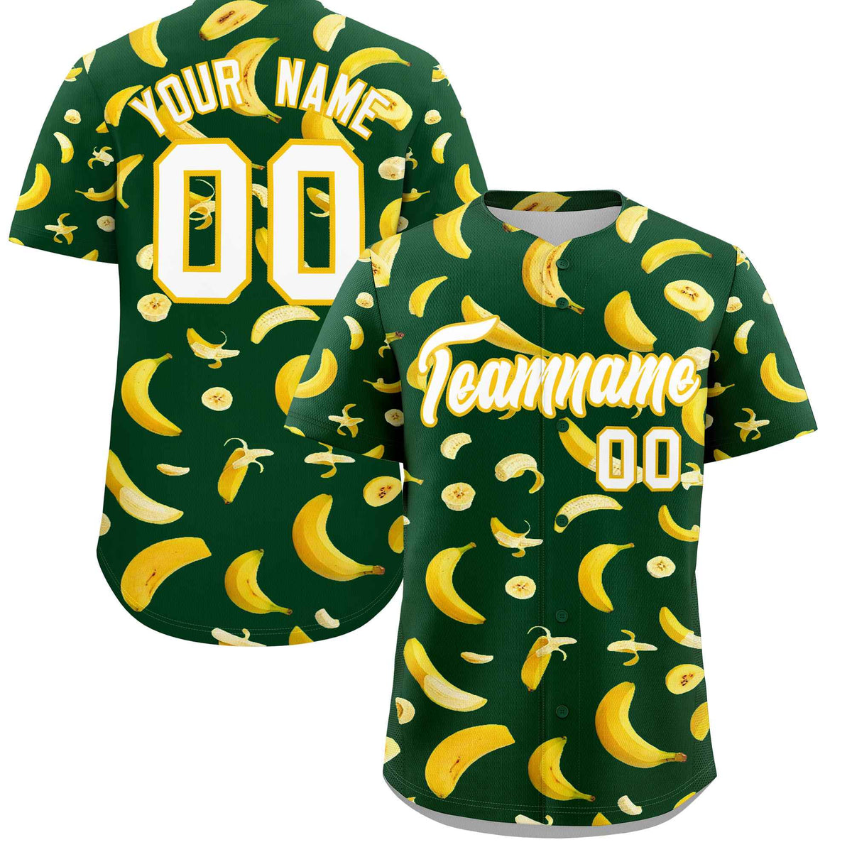 Custom Green Banana Graffiti Pattern Fashion Authentic Baseball Jersey | Graffiti Pattern | Embroidery&amp;Dye-sublimation printing | KXKSHOP