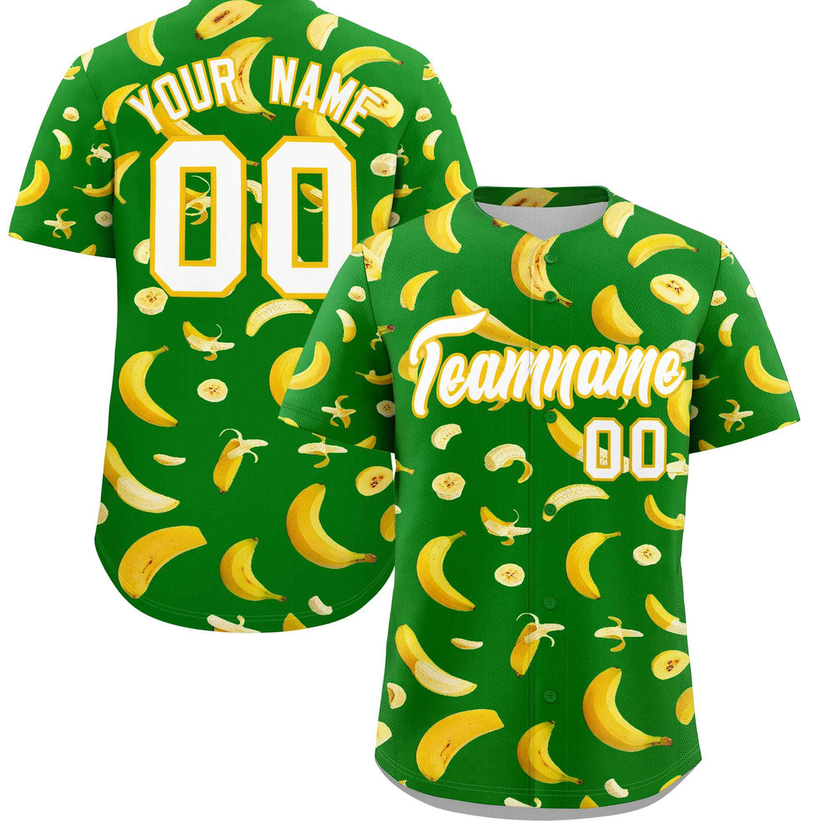 Custom Kelly Green-02 Banana Graffiti Pattern Fashion Authentic Baseball Jersey | Graffiti Pattern | Embroidery&amp;Dye-sublimation printing | KXKSHOP