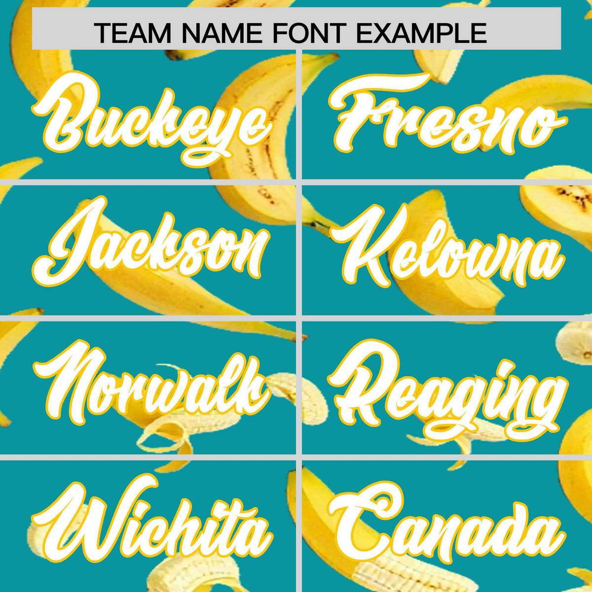 Custom Aqua Banana Graffiti Pattern Fashion Authentic Baseball Jersey | Graffiti Pattern | Embroidery&amp;Dye-sublimation printing | KXKSHOP