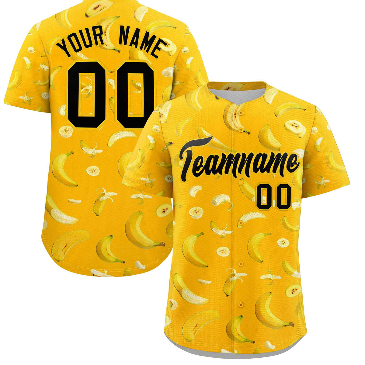 Custom Yellow Banana Graffiti Pattern Fashion Authentic Baseball Jersey | Graffiti Pattern | Embroidery&amp;Dye-sublimation printing | KXKSHOP