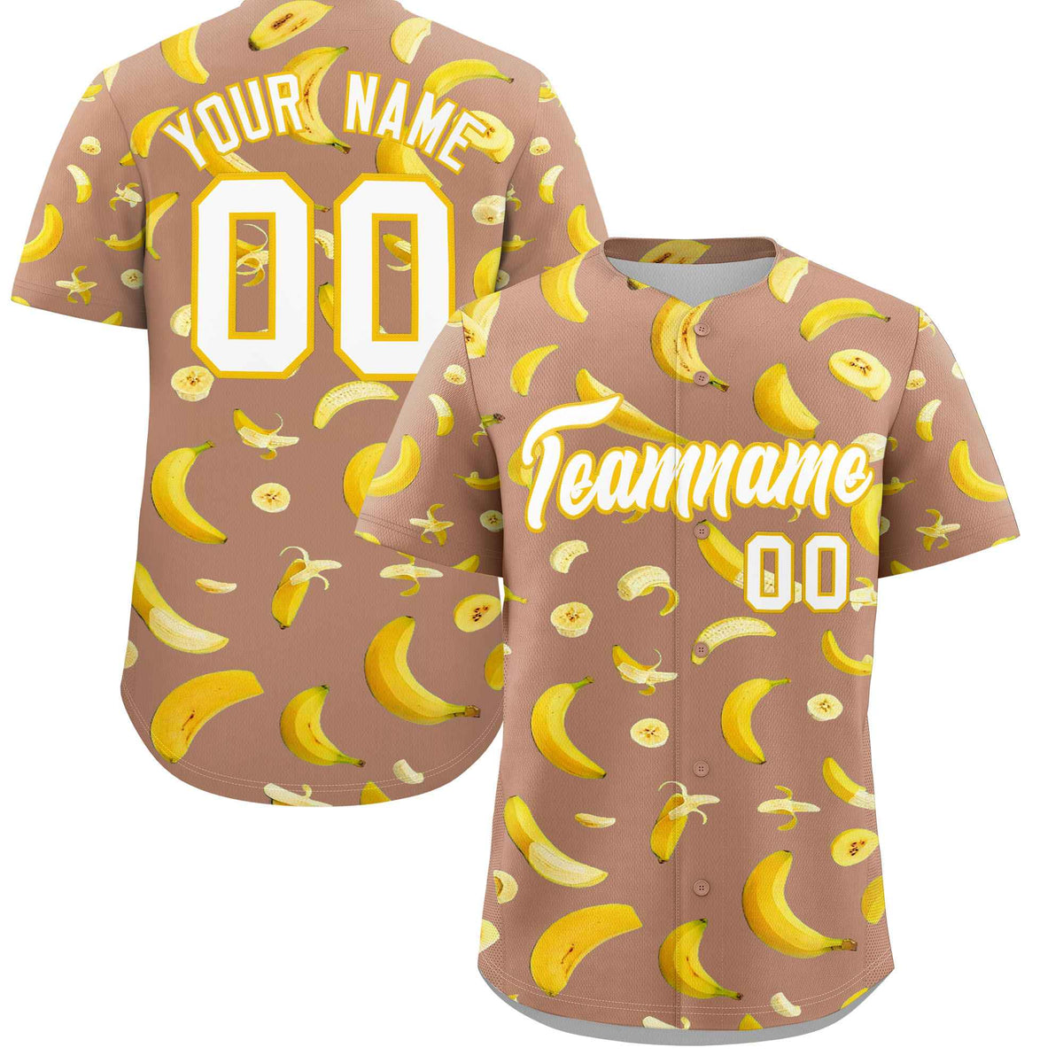 Custom Coffee Banana Graffiti Pattern Fashion Authentic Baseball Jersey | Graffiti Pattern | Embroidery&amp;Dye-sublimation printing | KXKSHOP