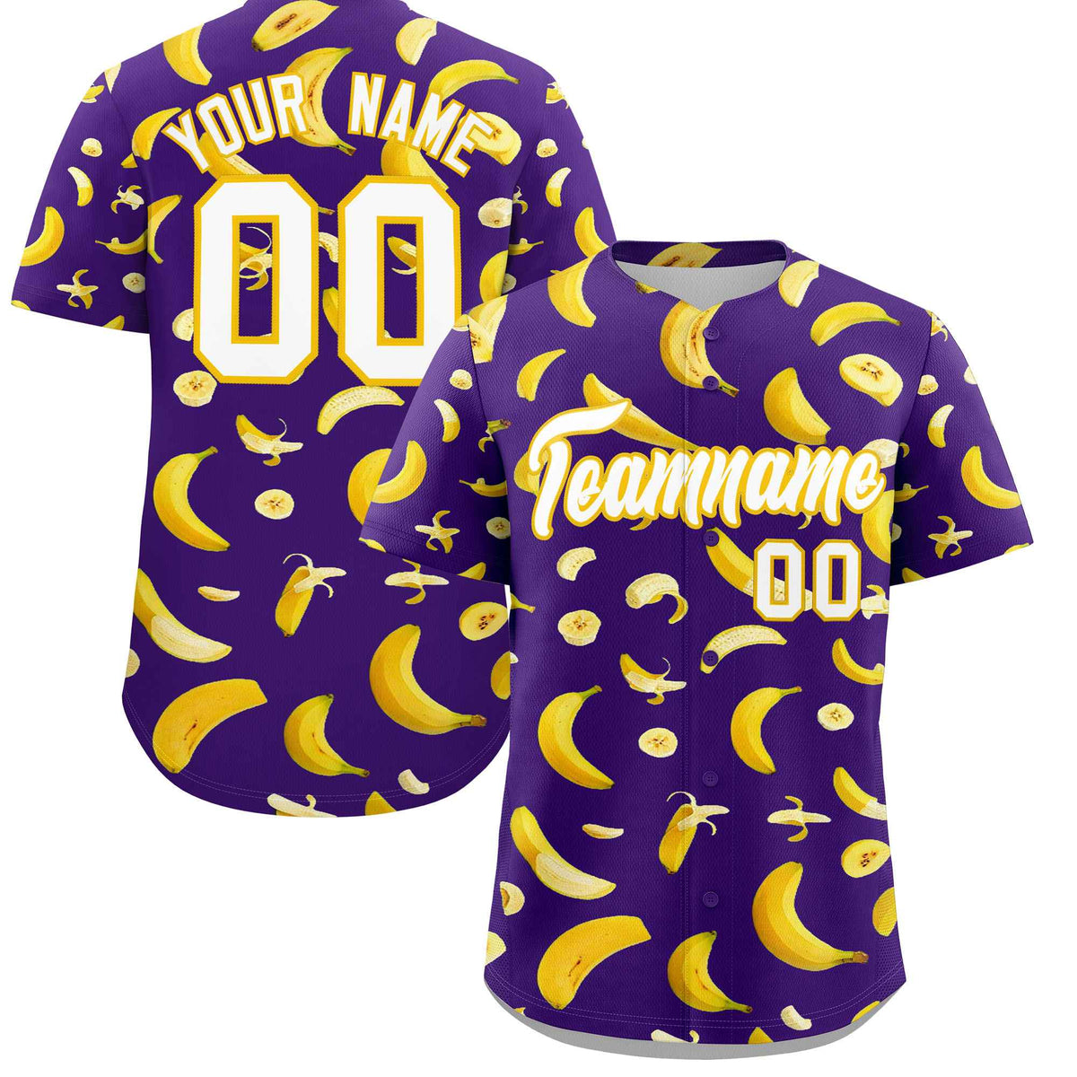 Custom Purple Banana Graffiti Pattern Fashion Authentic Baseball Jersey | Graffiti Pattern | Embroidery&amp;Dye-sublimation printing | KXKSHOP