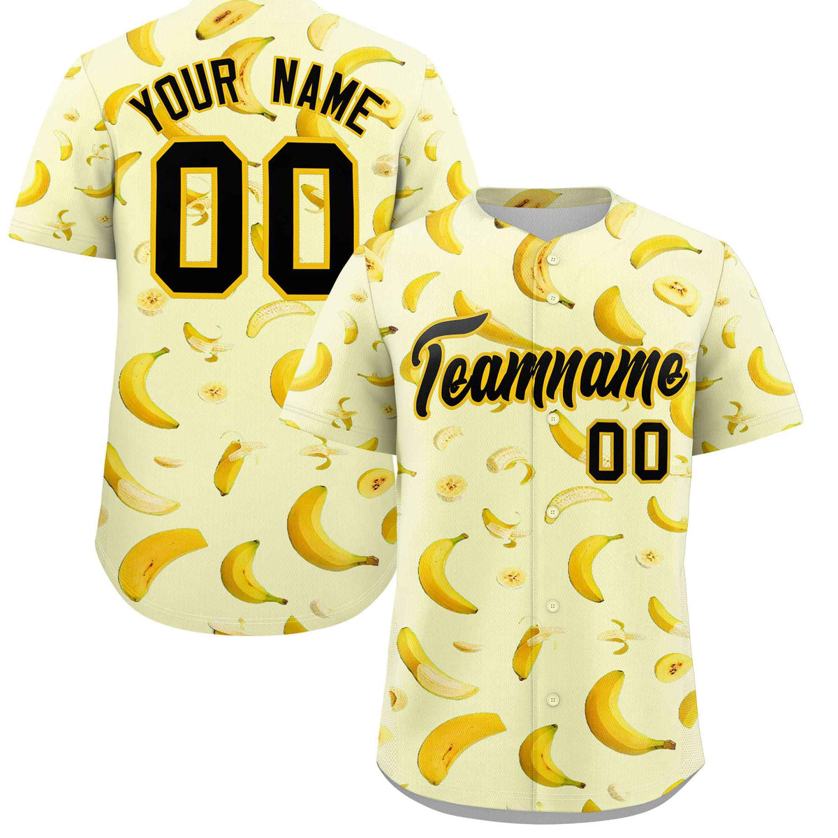 Custom Cream Banana Graffiti Pattern Fashion Authentic Baseball Jersey | Graffiti Pattern | Embroidery&amp;Dye-sublimation printing | KXKSHOP