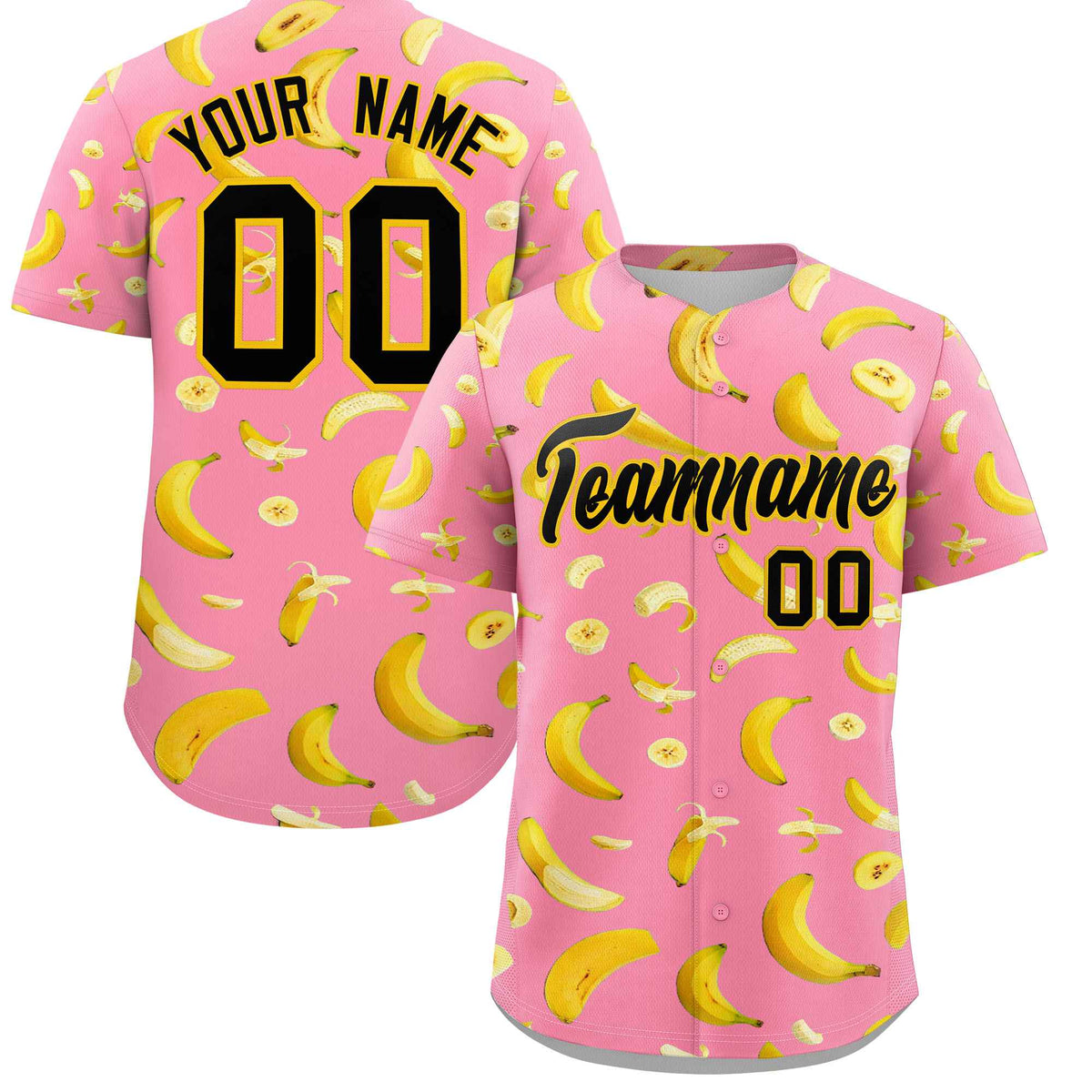Custom Light Pink Banana Graffiti Pattern Fashion Authentic Baseball Jersey | Graffiti Pattern | Embroidery&amp;Dye-sublimation printing | KXKSHOP