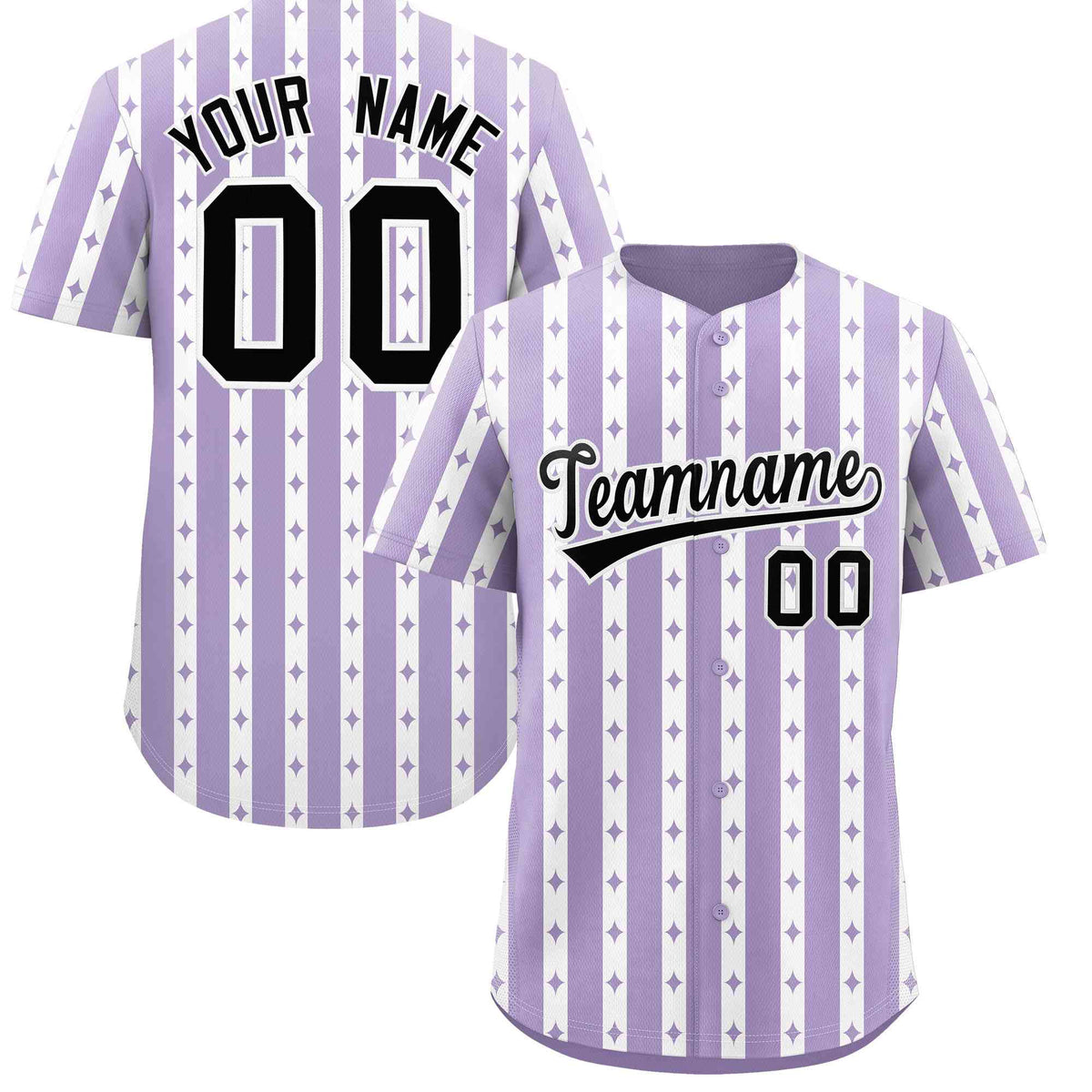 Custom Light Purple White Star Pattern Thick Stripes Baseball Jersey| KXKSHOP