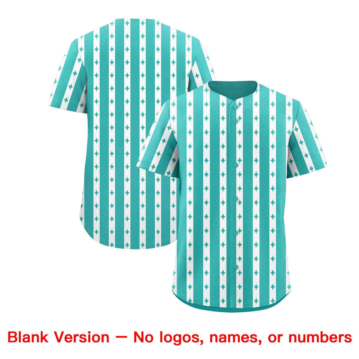 Custom Teal White Star Pattern Thick Stripes Baseball Jersey| KXKSHOP