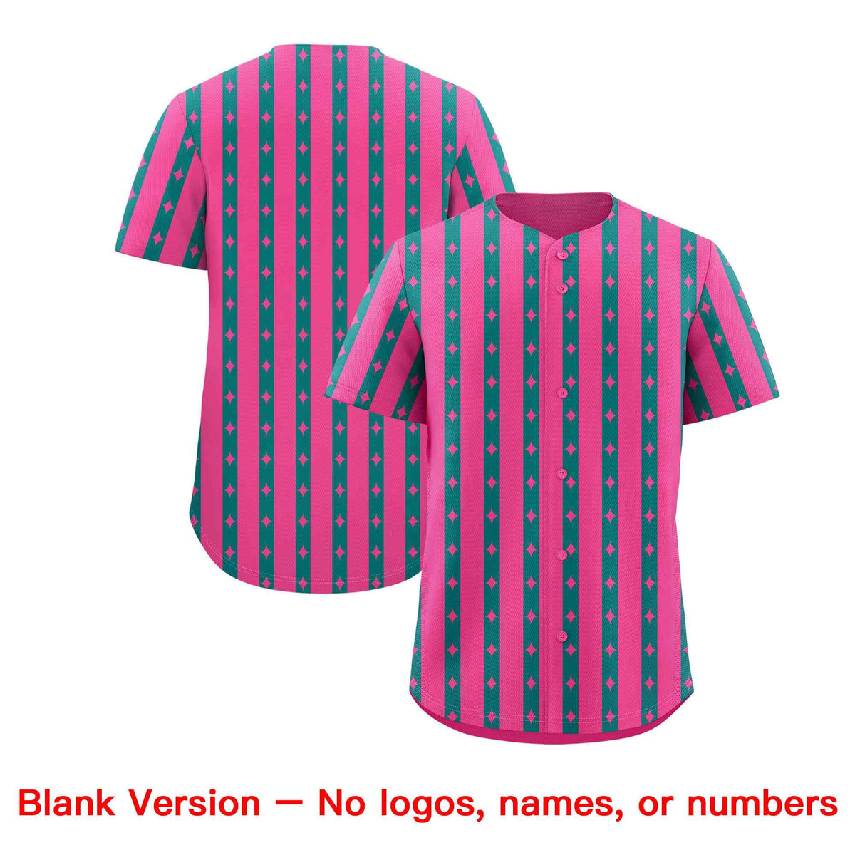 Custom Pink Teal Star Pattern Thick Stripes Baseball Jersey| KXKSHOP