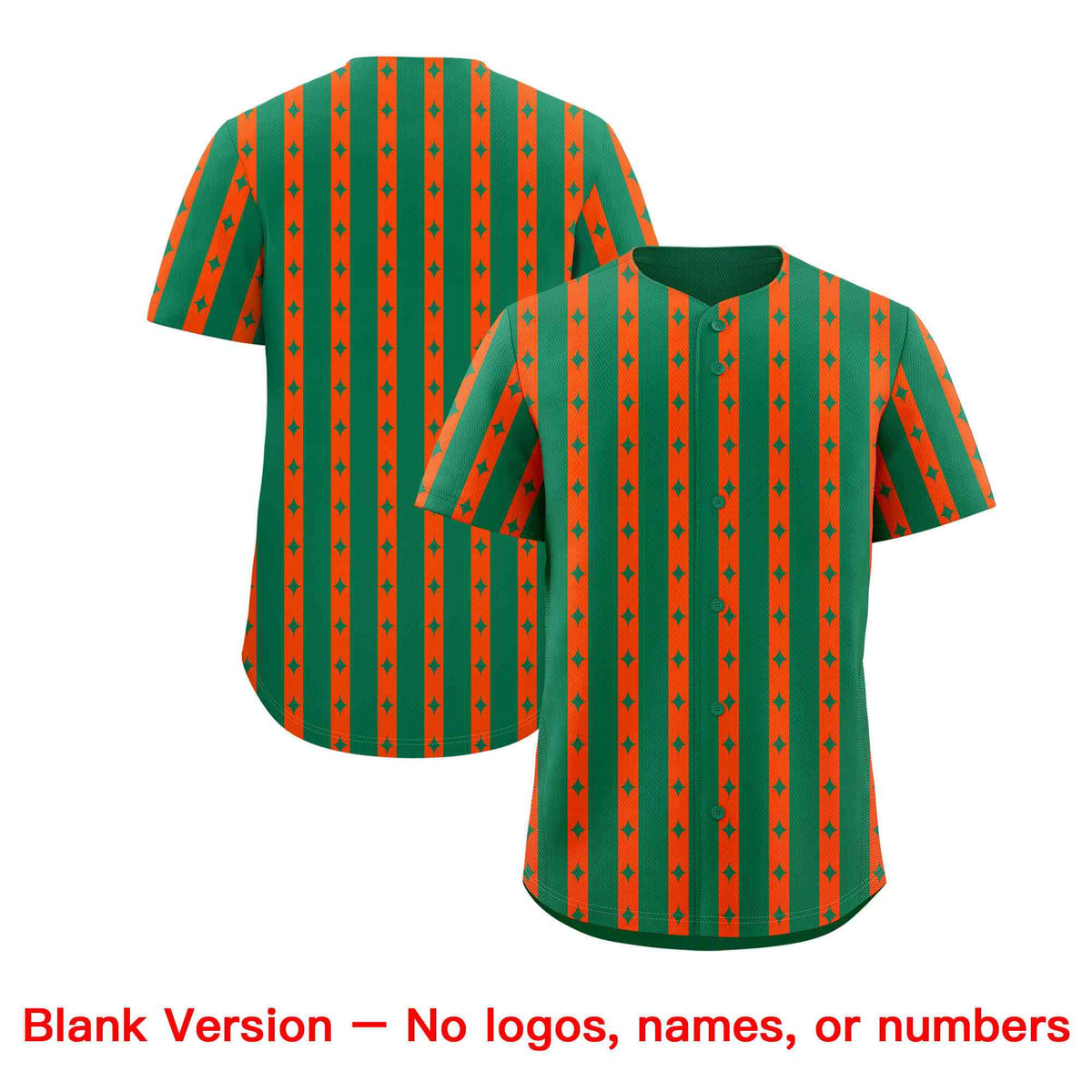 Custom Kelly Green Orange Star Pattern Thick Stripes Baseball Jersey| KXKSHOP