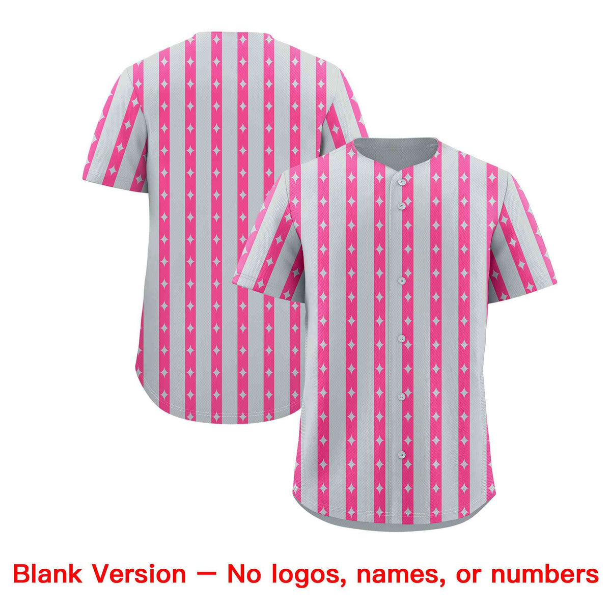 Custom Silver Pink Star Pattern Thick Stripes Baseball Jersey| KXKSHOP