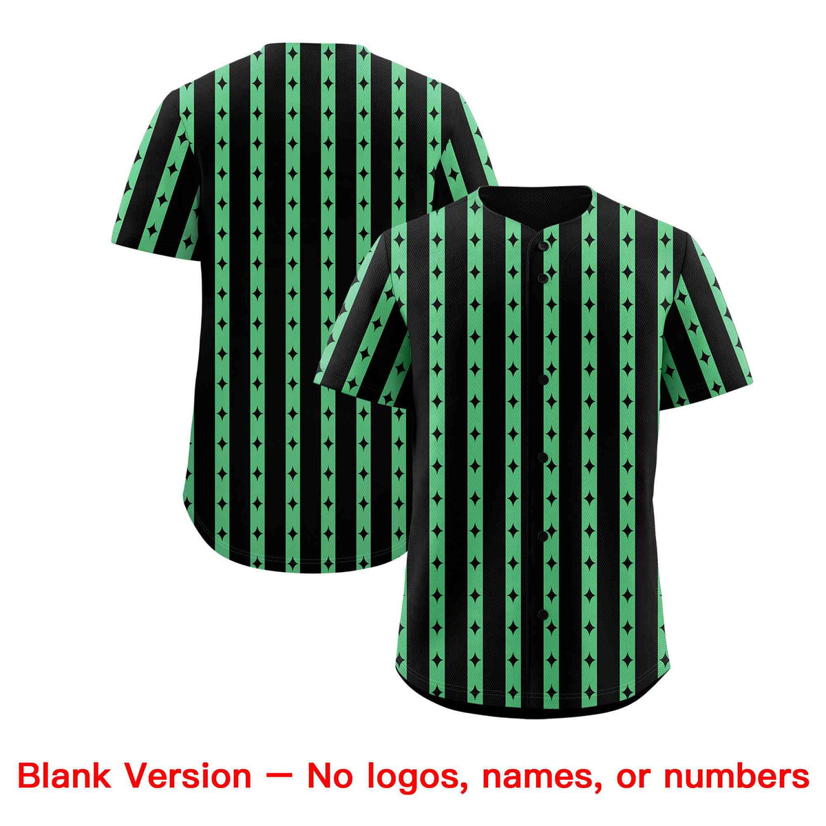 Custom Black Neon Green Star Pattern Thick Stripes Baseball Jersey