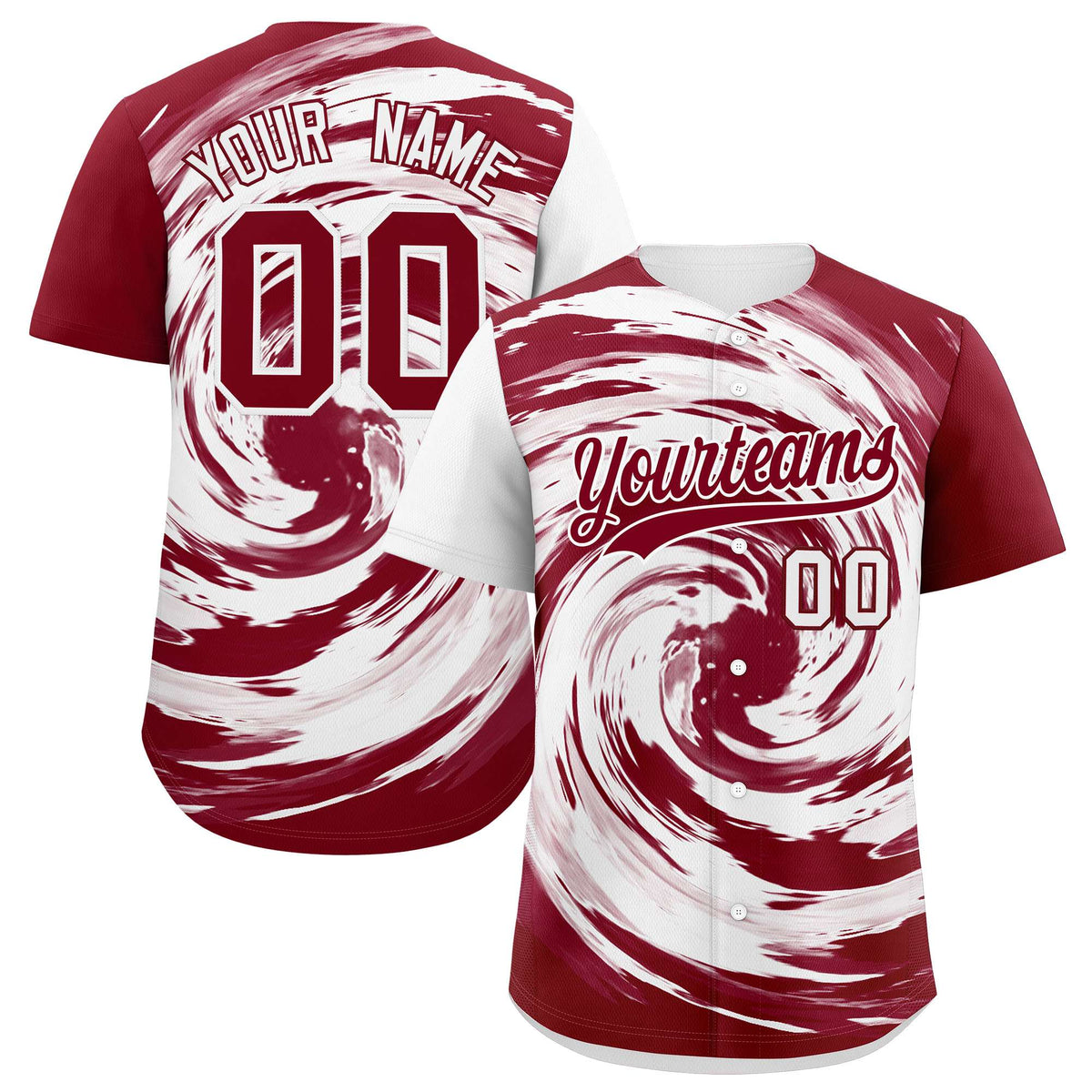 Custom White Crimson Swirl Graffiti Pattern Authentic Baseball Jersey