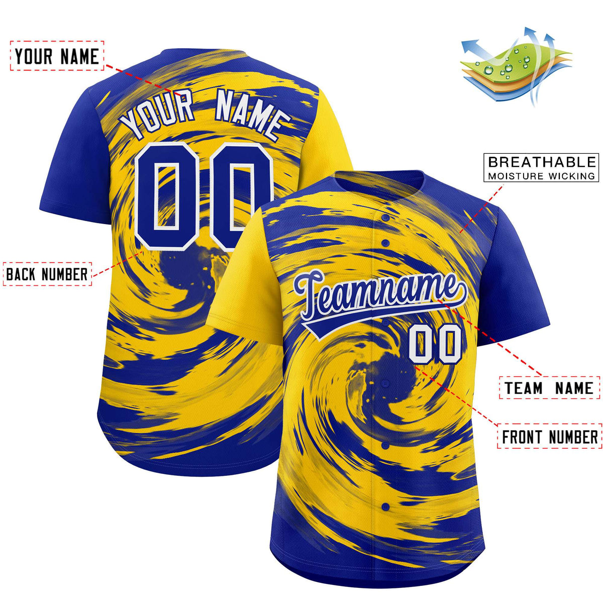 Custom Gold Royal Swirl Graffiti Pattern Authentic Baseball Jersey