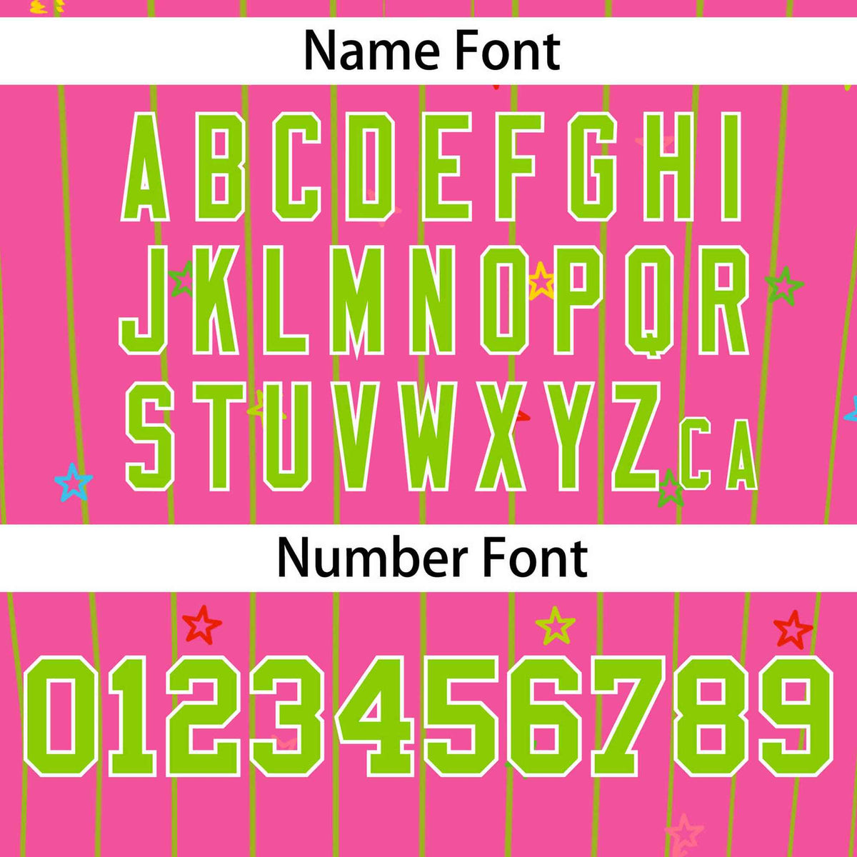 Custom Pink Neon Green Stripe Fashion Personalized Star Pattern Authentic Baseball Jersey