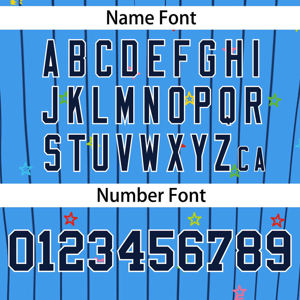 Custom Powder Blue Navy Stripe Fashion Personalized Star Pattern Authentic Baseball Jersey