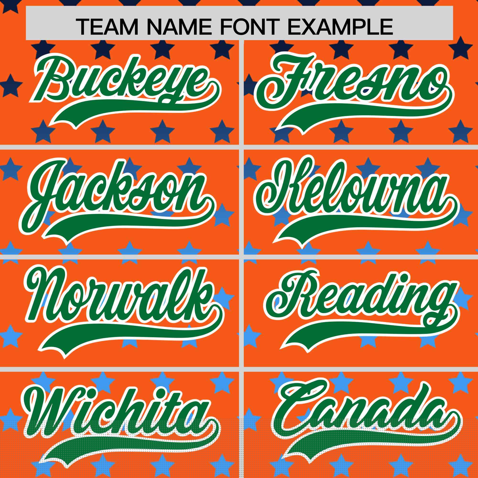 Custom Orange Kelly Green-White Raglan Sleeve Personalized Star Print Authentic Baseball Jersey