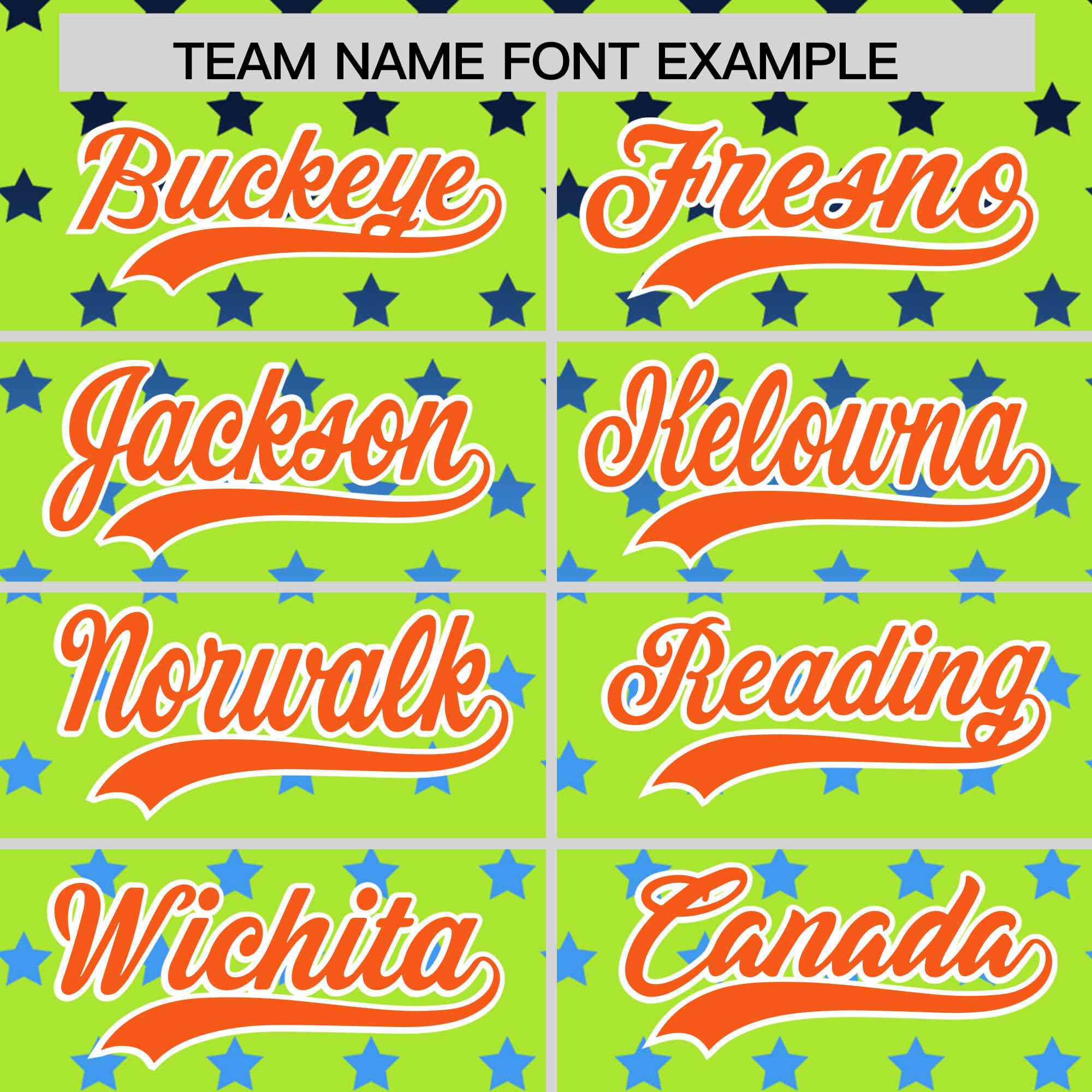 Custom Neon Green Orange-White Raglan Sleeve Personalized Star Print Authentic Baseball Jersey