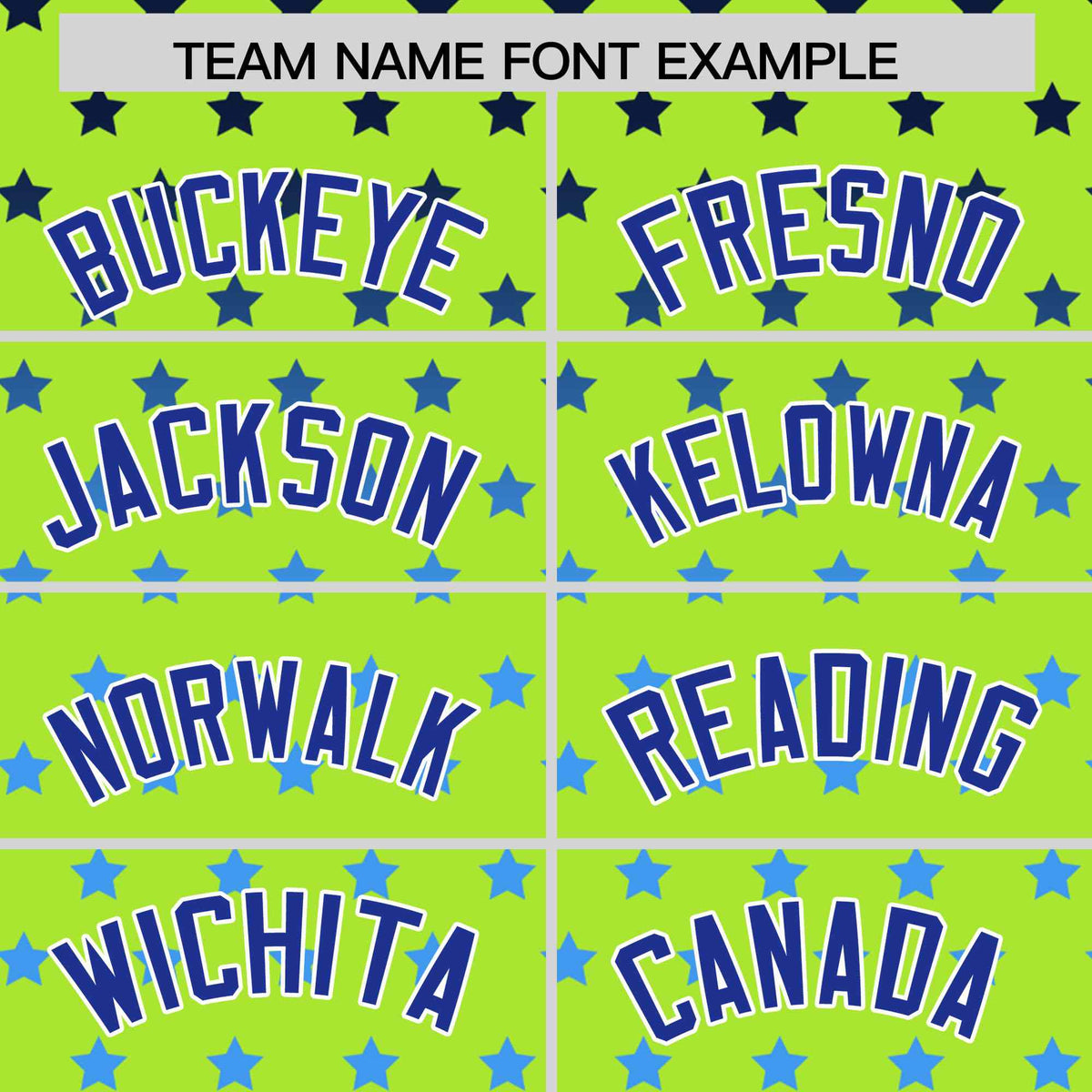 Custom Neon Green Royal-White Raglan Sleeve Personalized Star Print Authentic Baseball Jersey