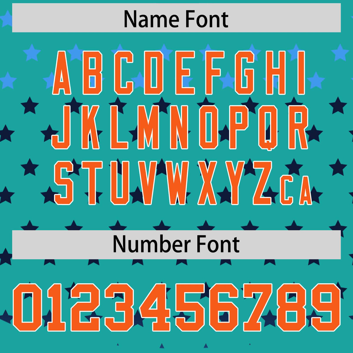 Custom Aqua Orange-White Raglan Sleeve Personalized Star Print Authentic Baseball Jersey