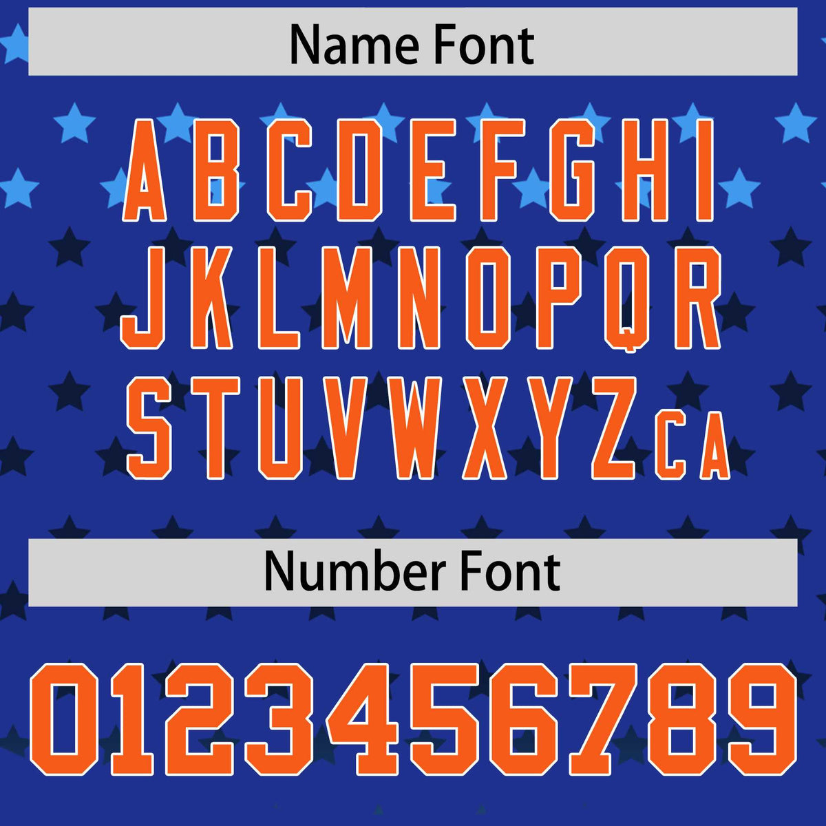 Custom Royal Orange-White Raglan Sleeve Personalized Star Print Authentic Baseball Jersey