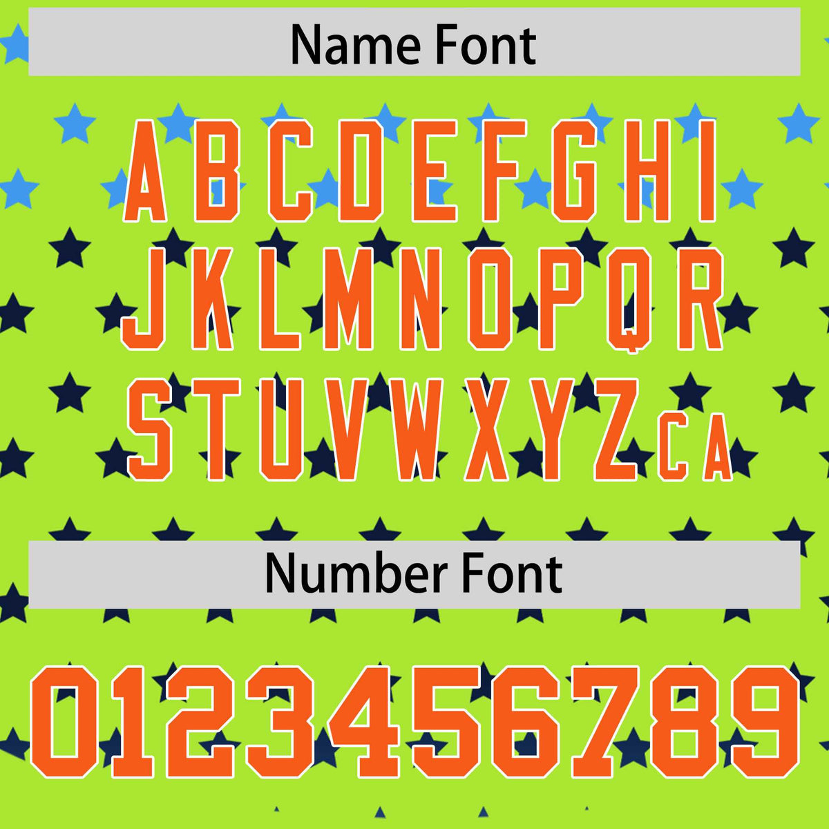 Custom Neon Green Orange-White Raglan Sleeve Personalized Star Print Authentic Baseball Jersey