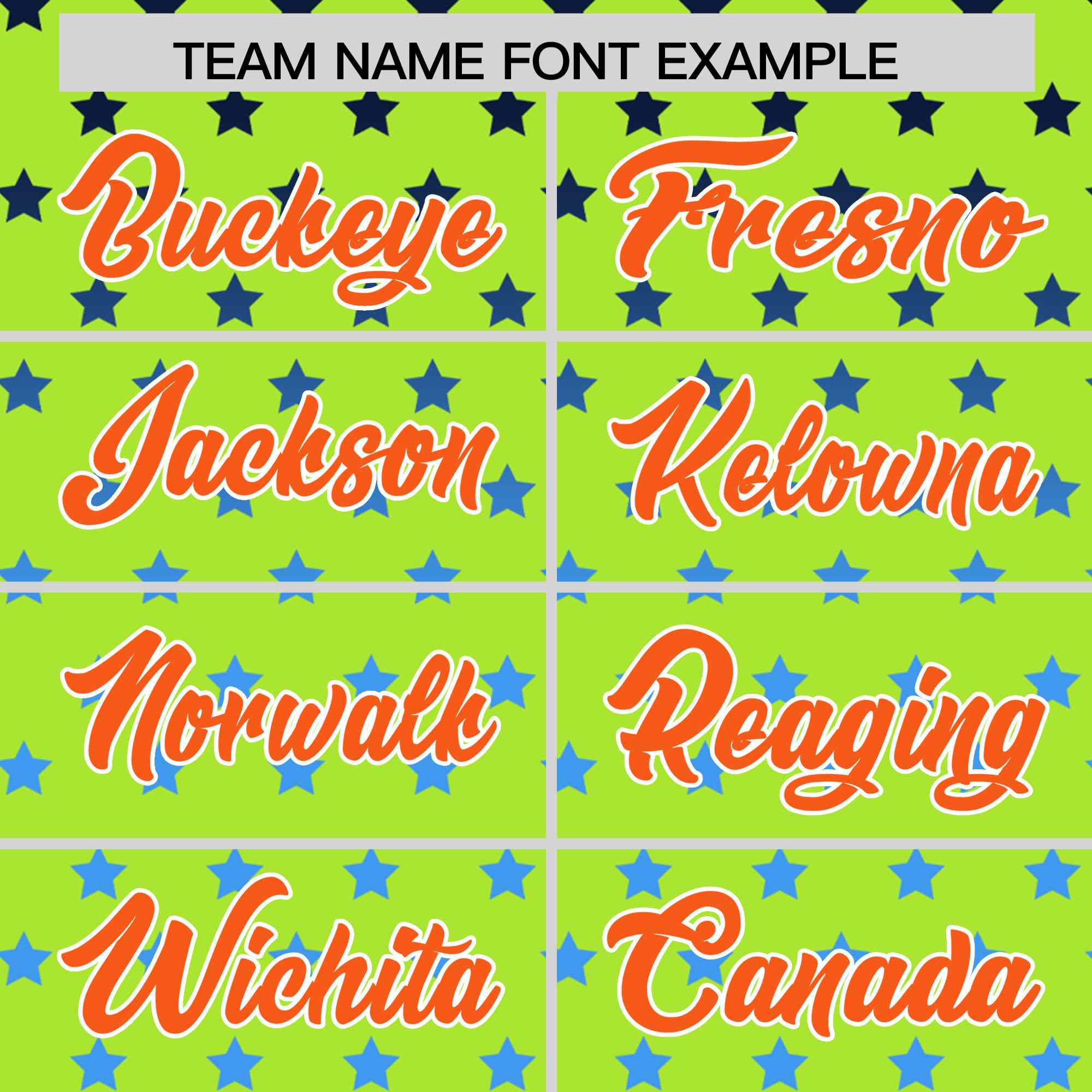 Custom Neon Green Orange-White Raglan Sleeve Personalized Star Print Authentic Baseball Jersey